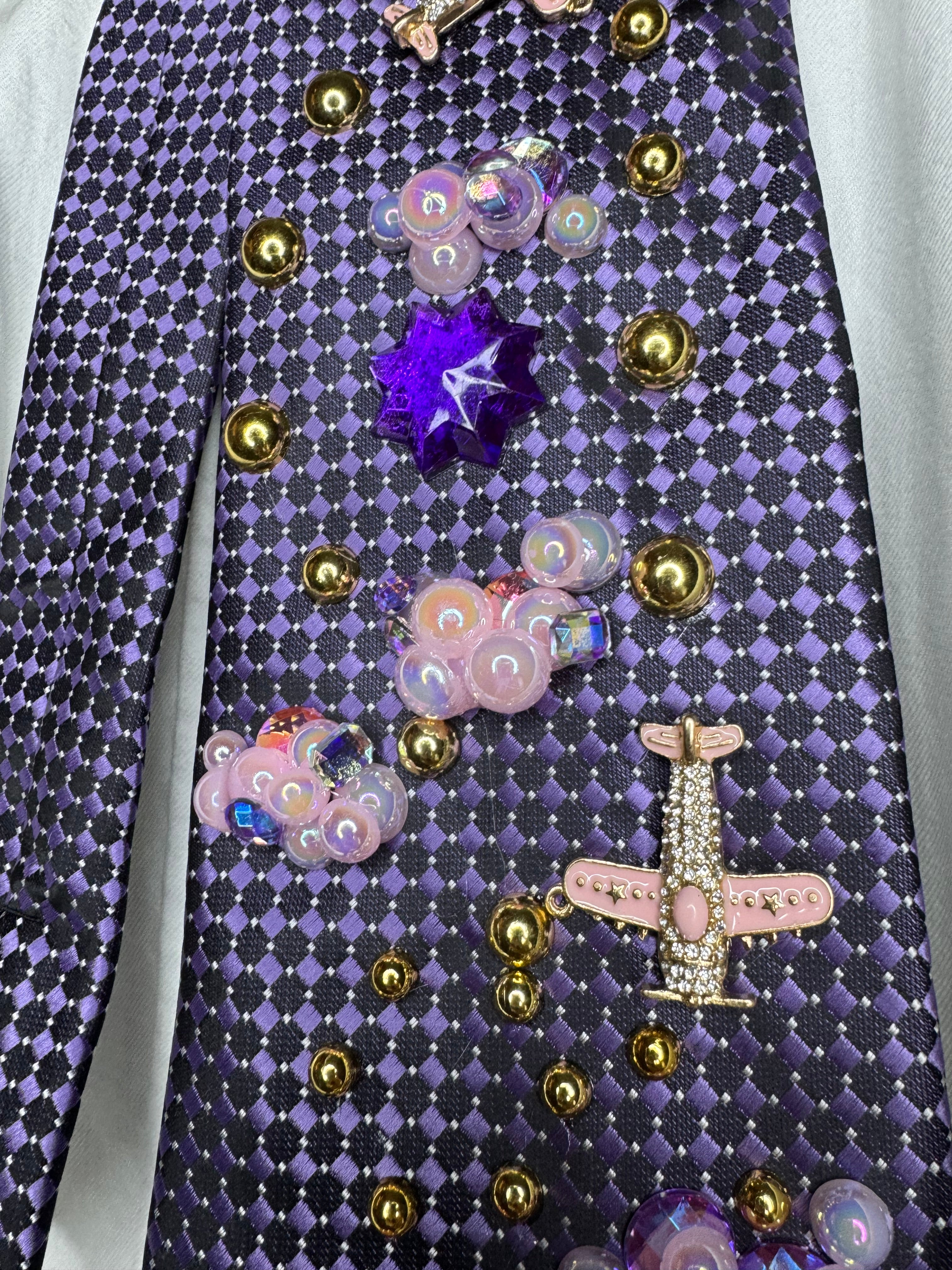 Purple Clouds and Pink Airplanes Pilot Tie