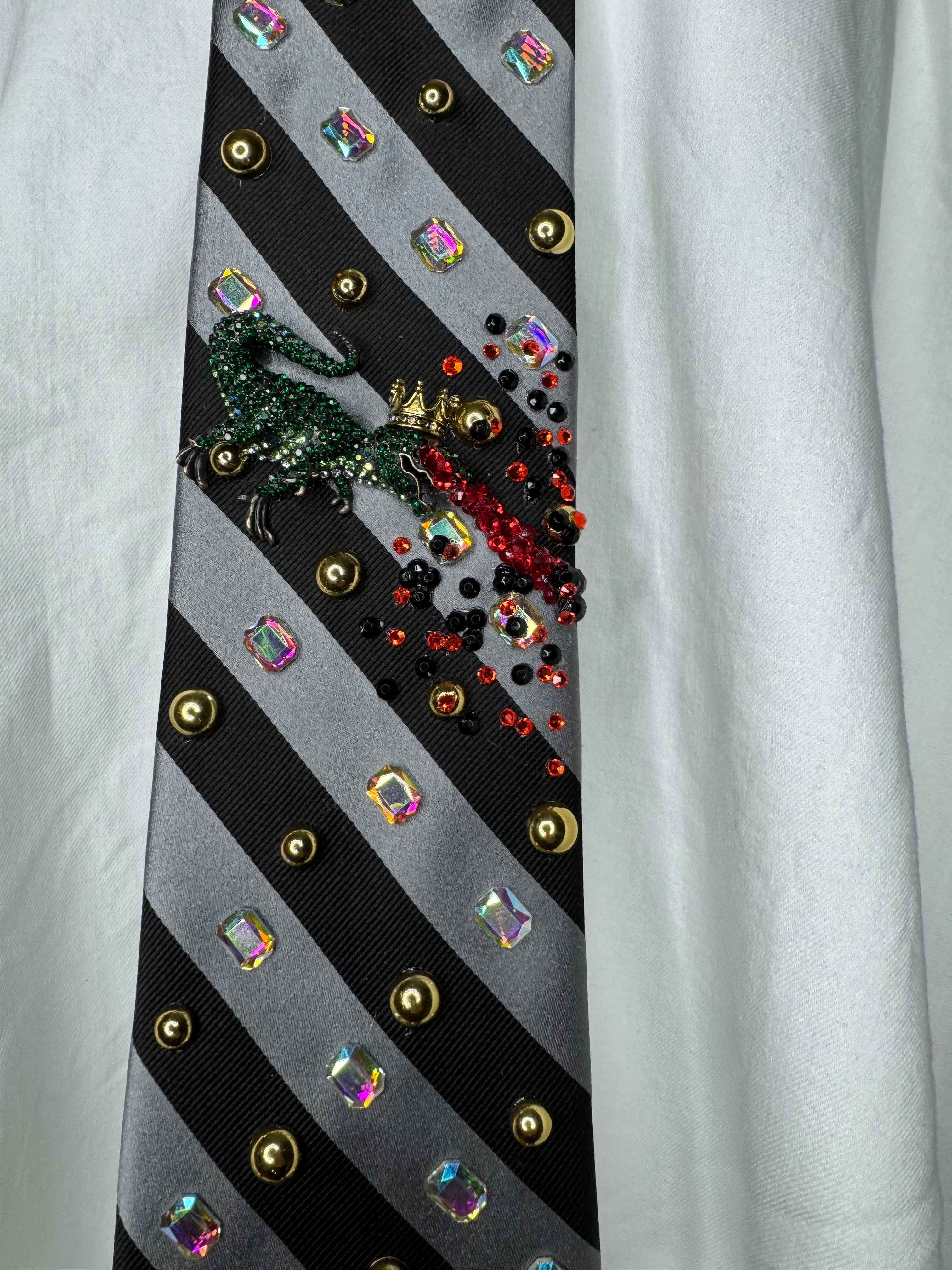 Black and Grey Laser Eye Trex Attacking Tie