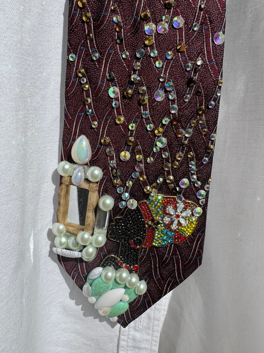 Burgundy African Woman Magical Aura Royalty Tie
