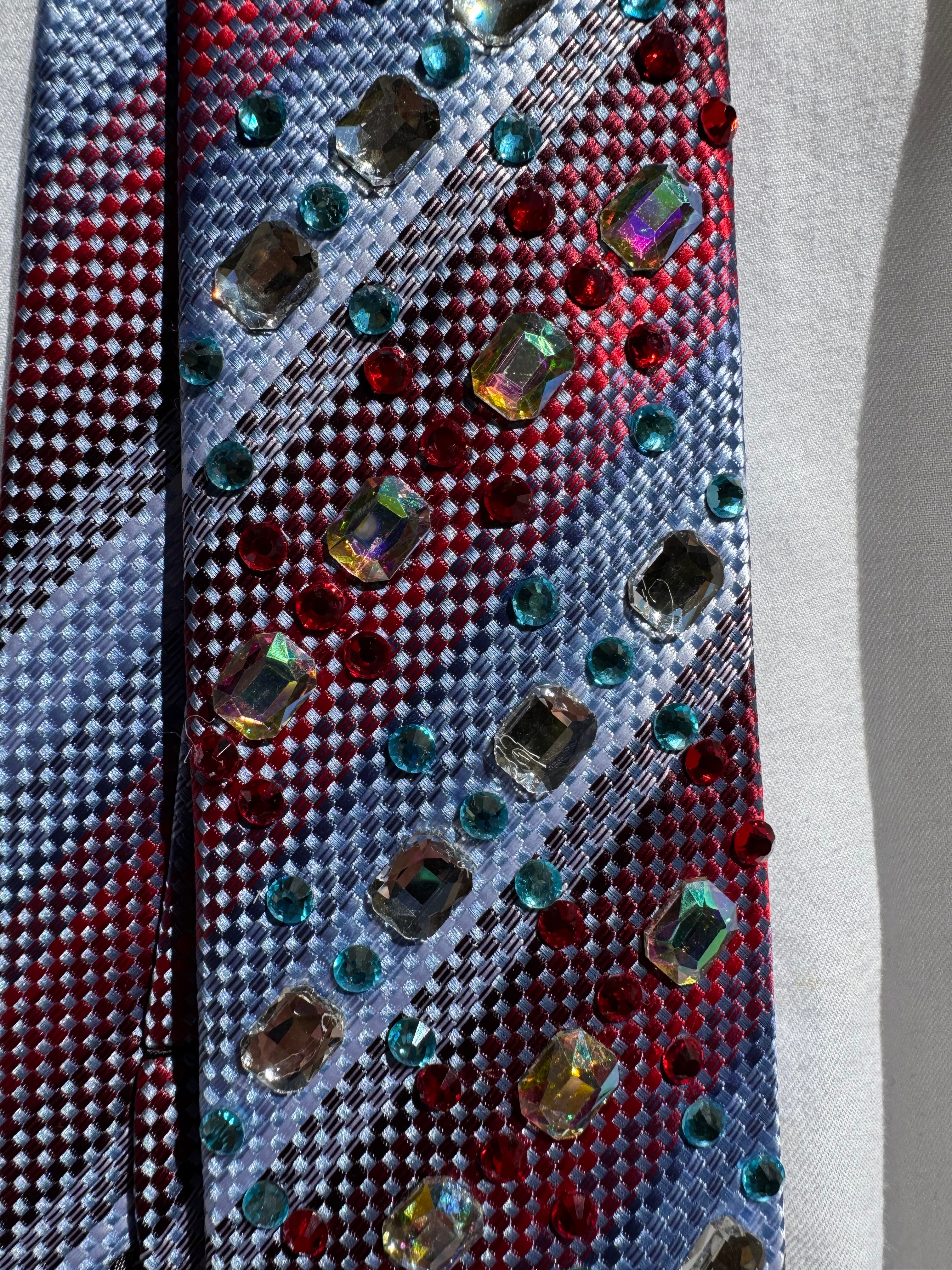 Red and Blue Striped Red Rudolph Nose Christmas Royalty Tie