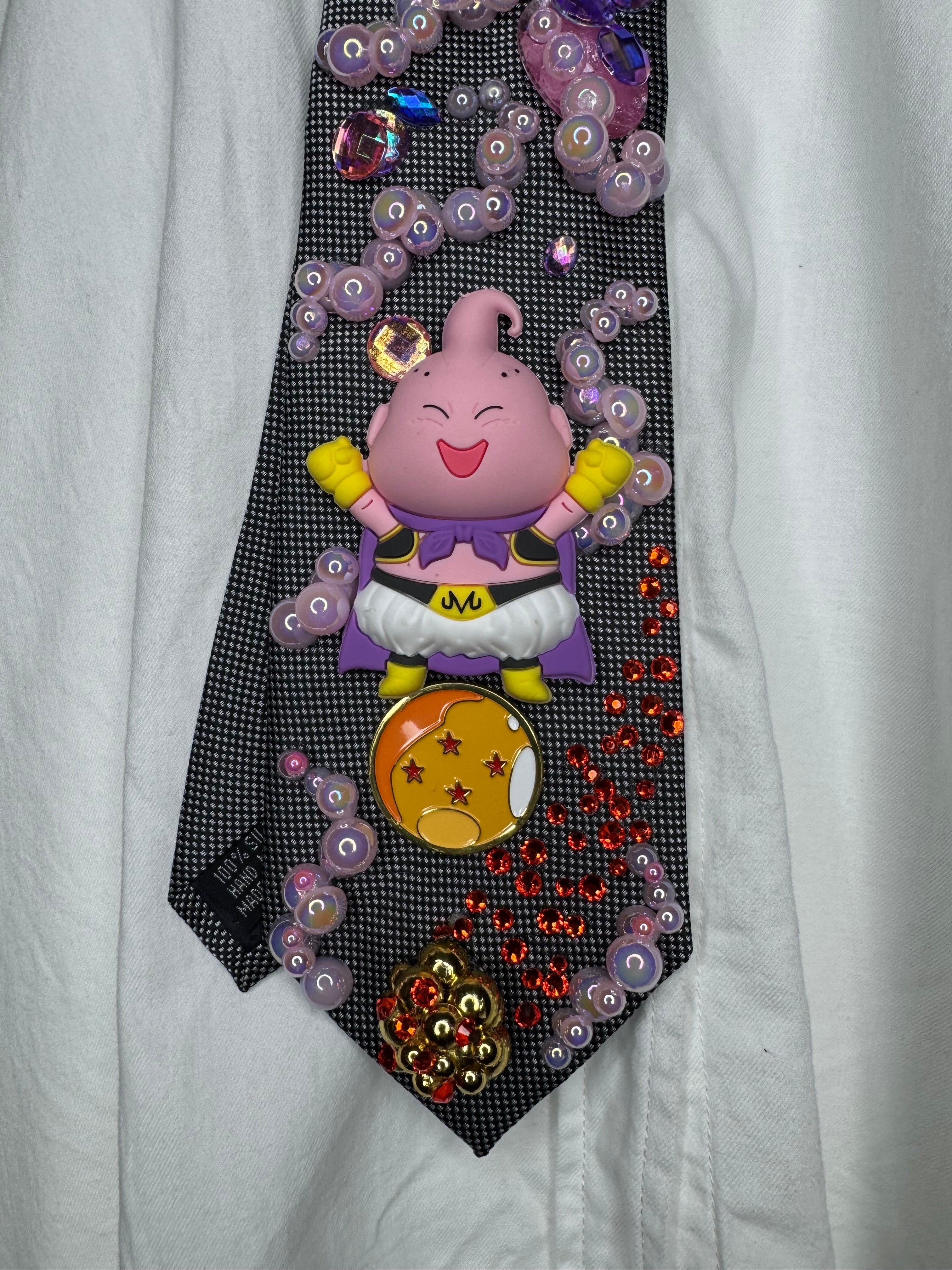 Grey Majin Buu Pink Foam Bubbles Dragon Ball Z Tie