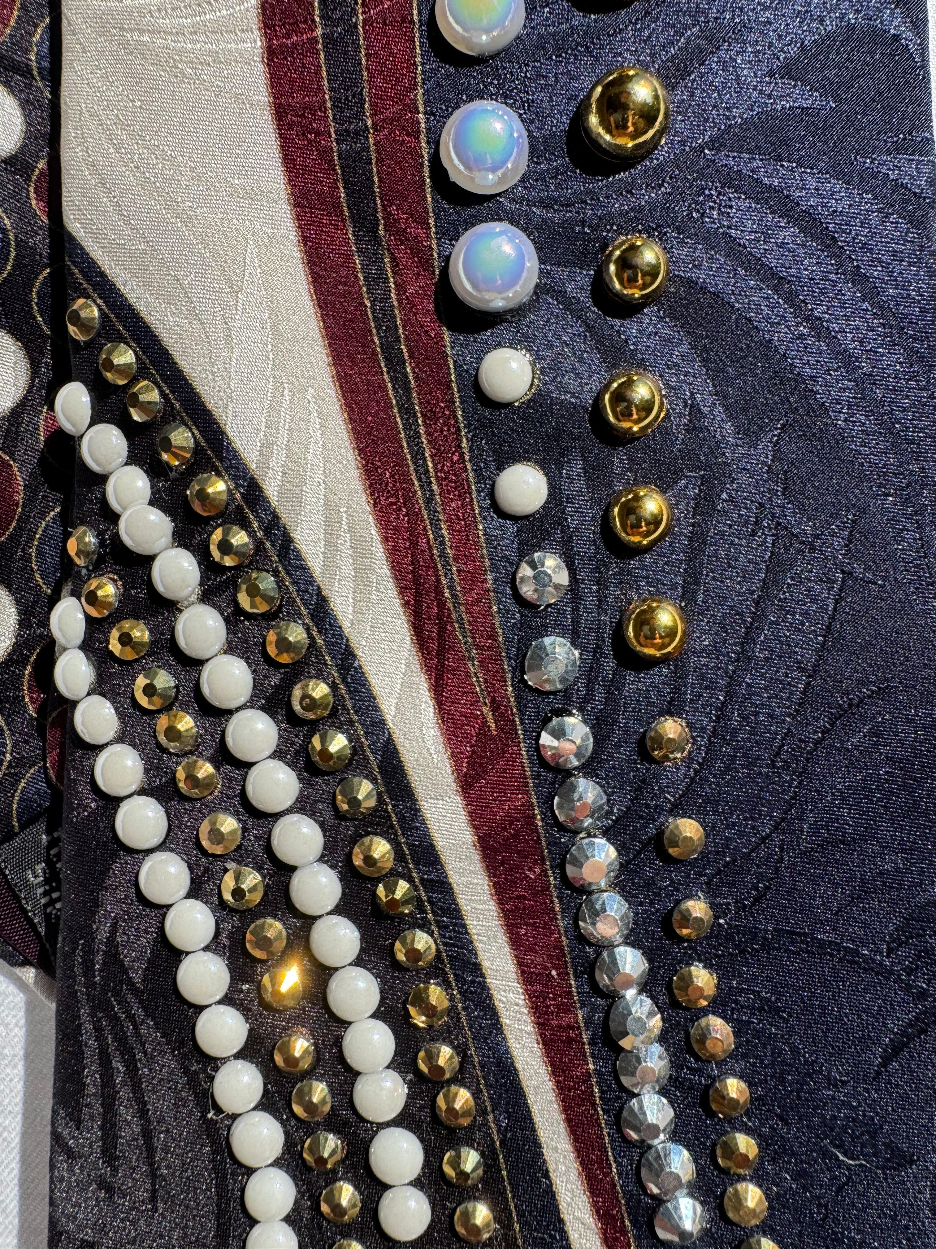 Navy Blue and Burgundy Infinity Road Bowling Tie