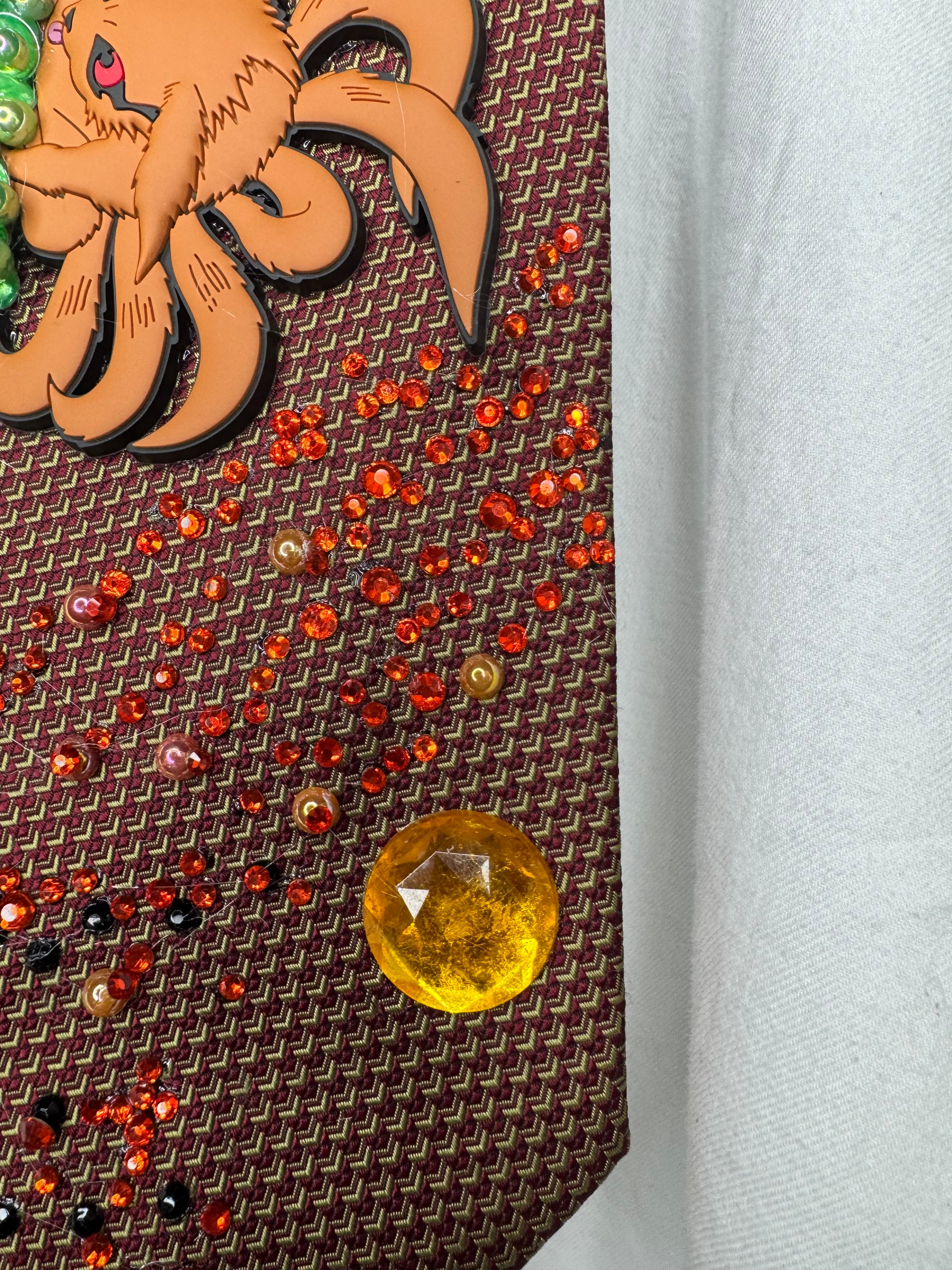 Orange Kurama Nine Tails In Fire Asteroid Chaos Naruto Shippuden Tie