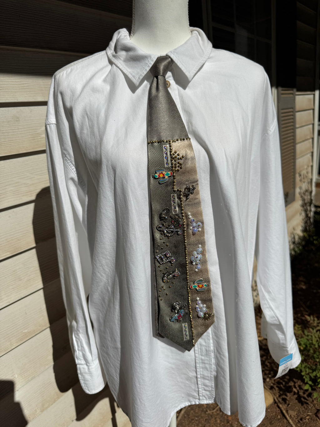 Light and Dark Beige Split Cowboy Western Royalty Tie
