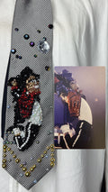 Grey Michael Jackson Hanging Off Moving Platform To Beat It For Bad Tour Wembly Concert 1988 Tie