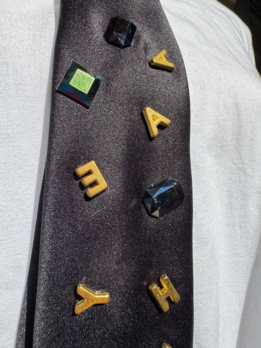 Black Gold Letter Search Royalty Tie