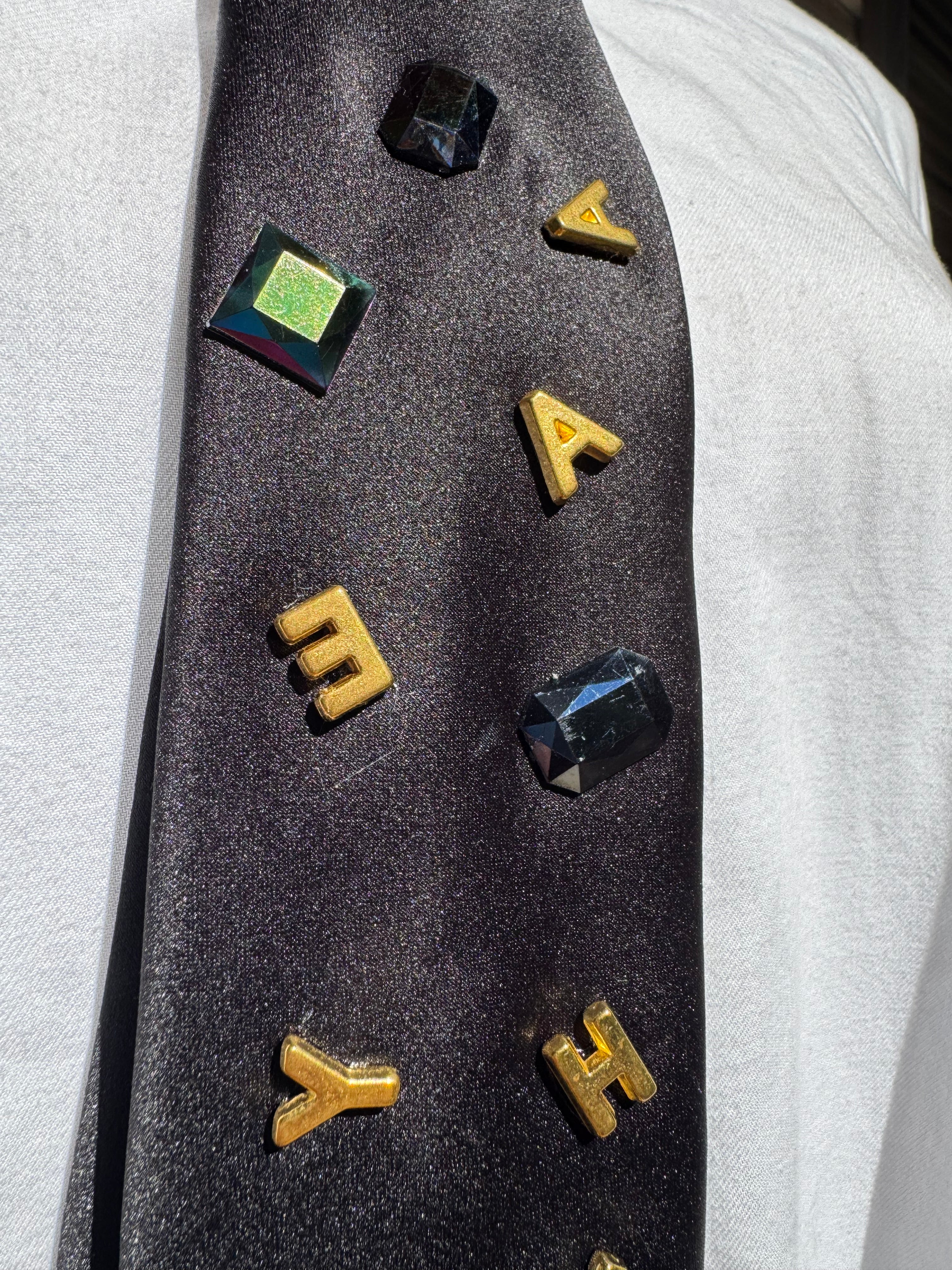 Black Gold Letter Search Royalty Tie