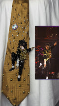Gold Michael Jackson Hitting Knee Up Pointing Left Pop n Lock Move For Jam During Dangerous World Tour 1993 Tie