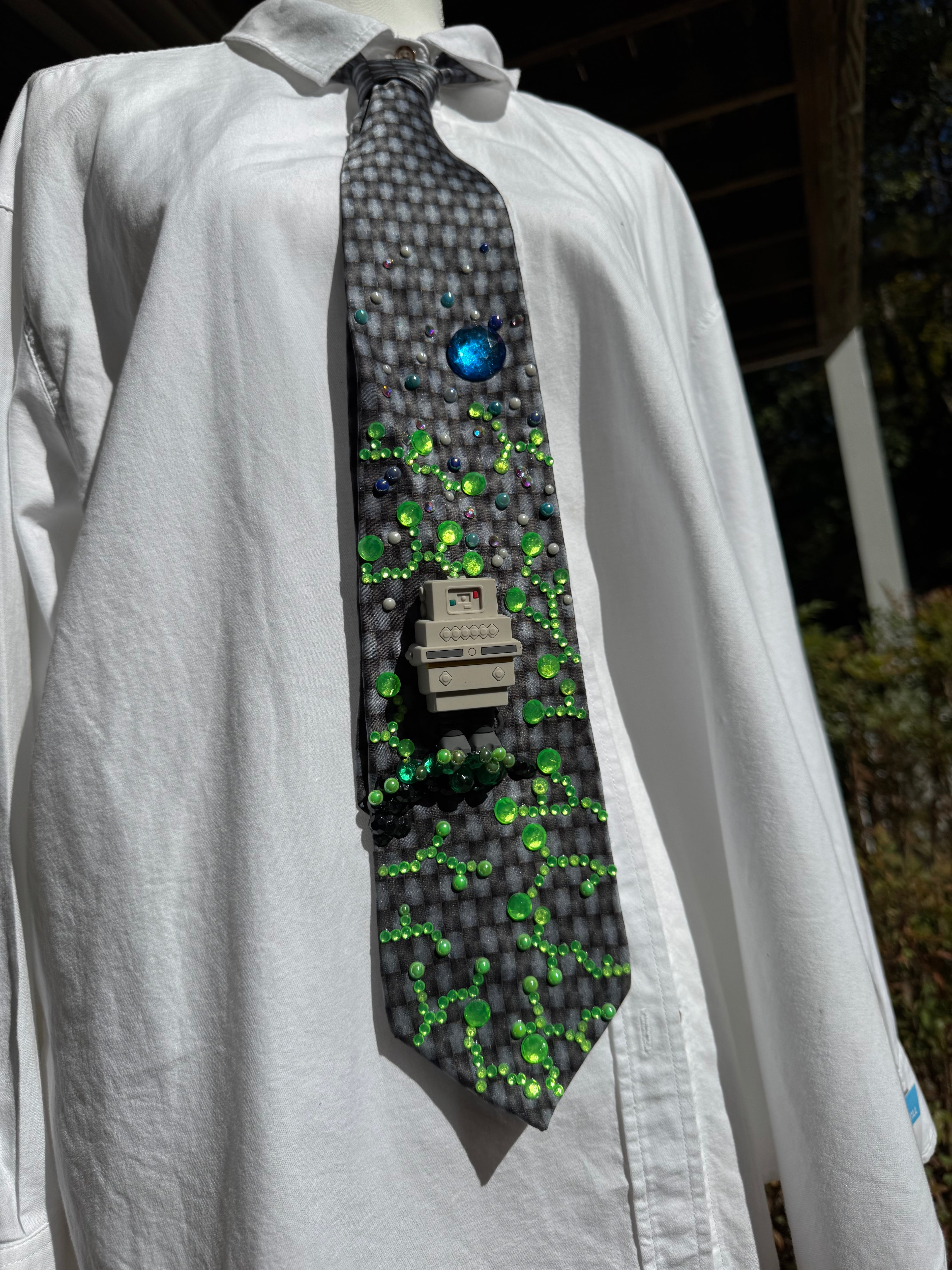 Navy Blue and Grey Gonk Droid Computer Chip Star Wars Tie