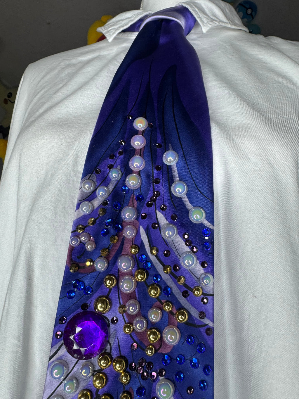 Purple and Pink Luxurious Pearl Branch Royalty Tie