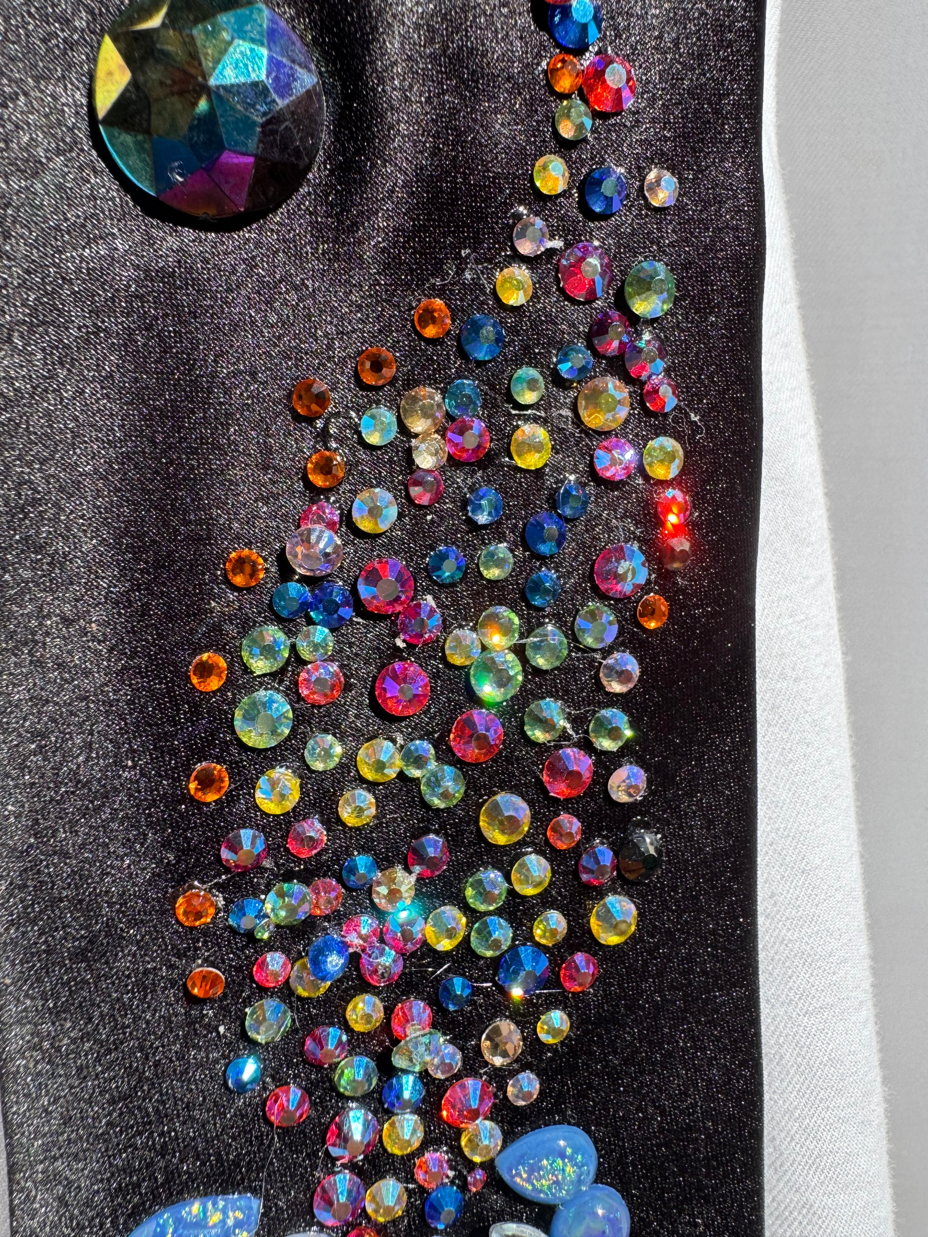 Black Colorful Dragon Spitting Iridescent Flames Tie