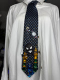 Navy Blue Symbiote Suit Spiderman On Top of Buildings at Night Tie