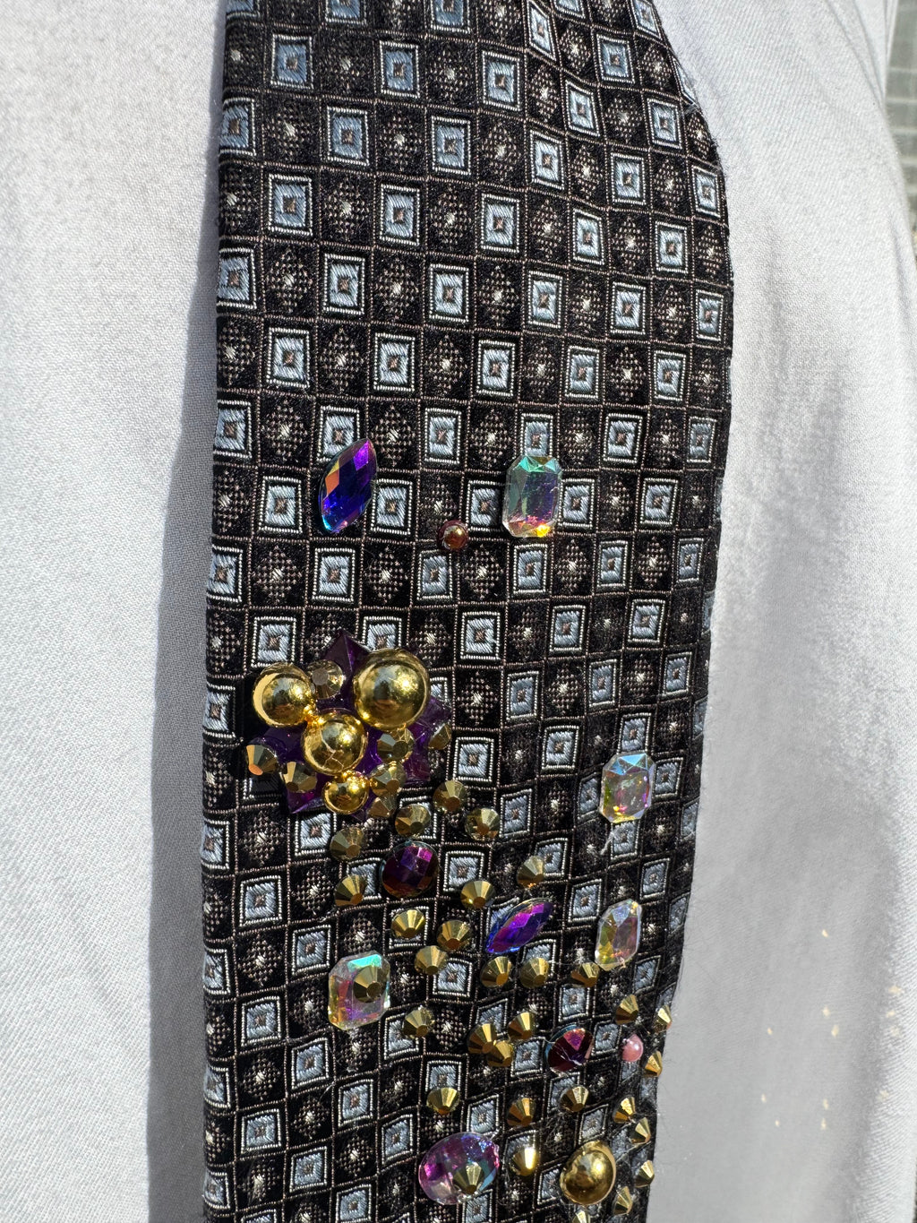 Navy Blue Cat on Moon Jewel Galaxy Space Royalty Tie