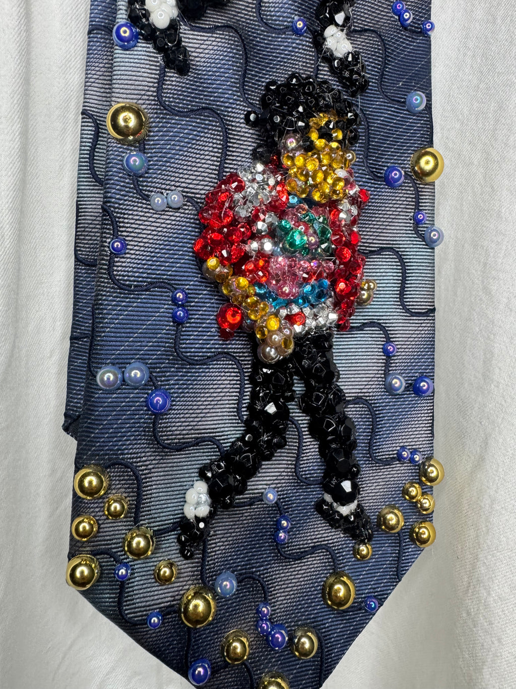 Navy Blue Wavy Striped Michael Jackson Double Dance Scene for Beat It Music Video Tie