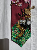Burgundy Silk Samurai House Nature Royalty Tie