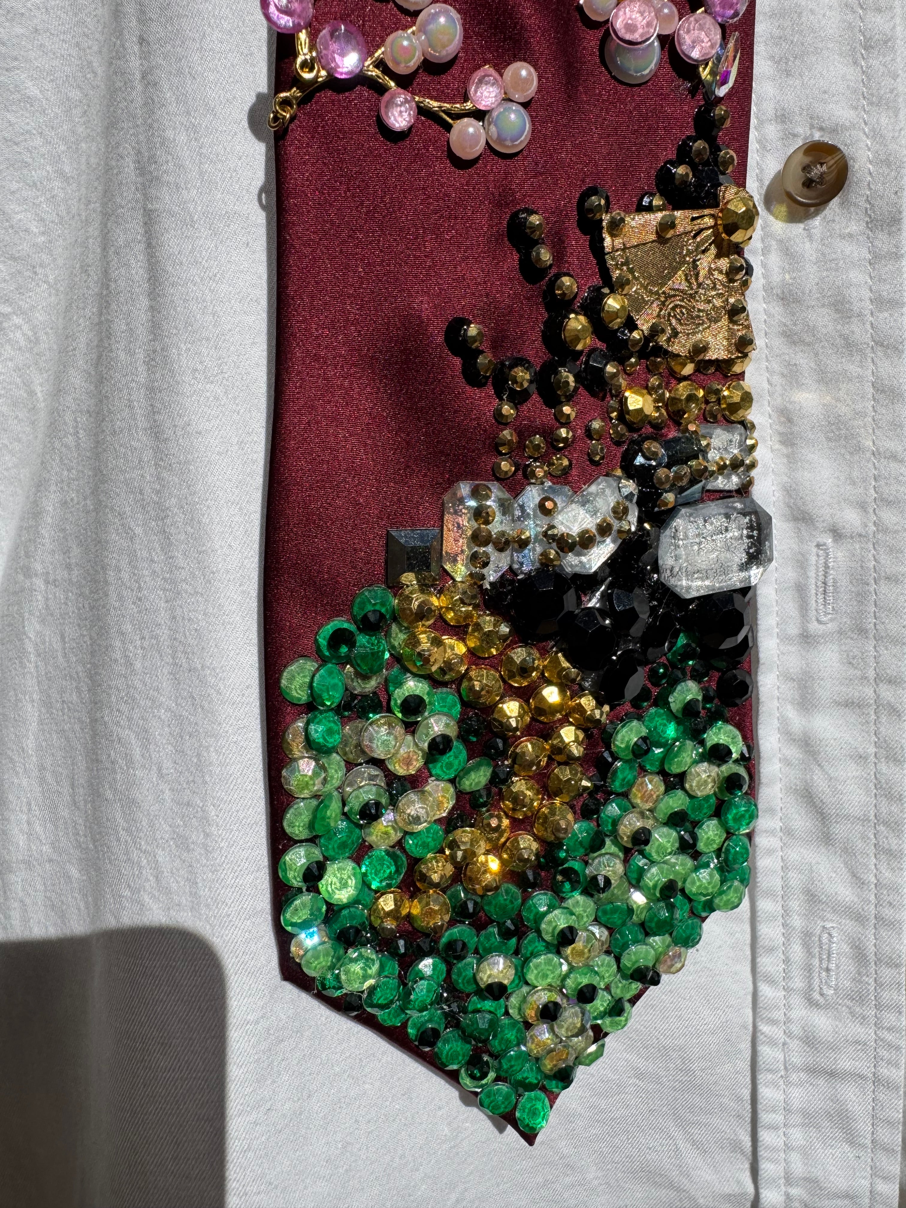 Burgundy Silk Samurai House Nature Royalty Tie