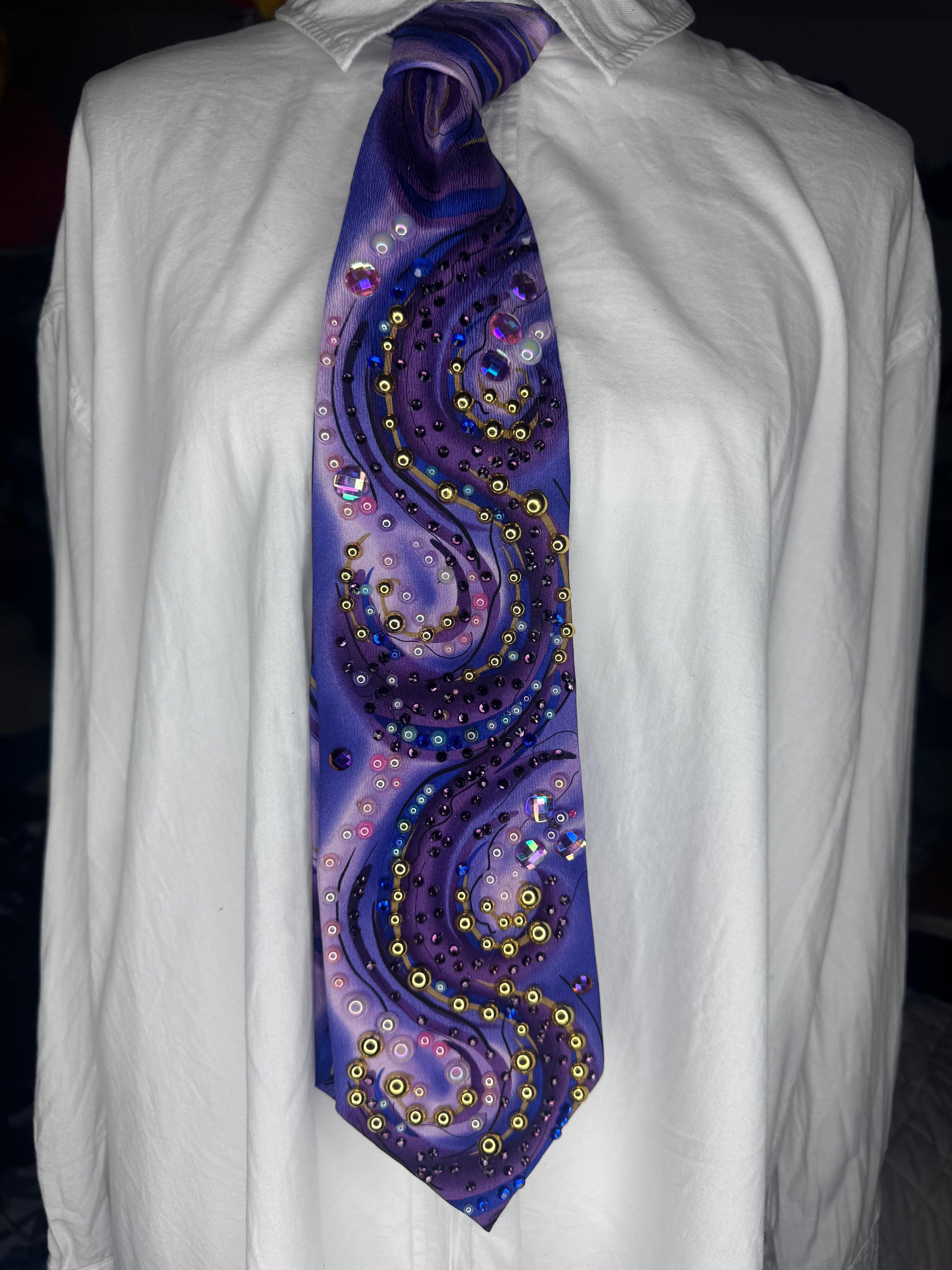 Indigo Purple and Pink Hypnotic Swirl Pool Royalty Tie
