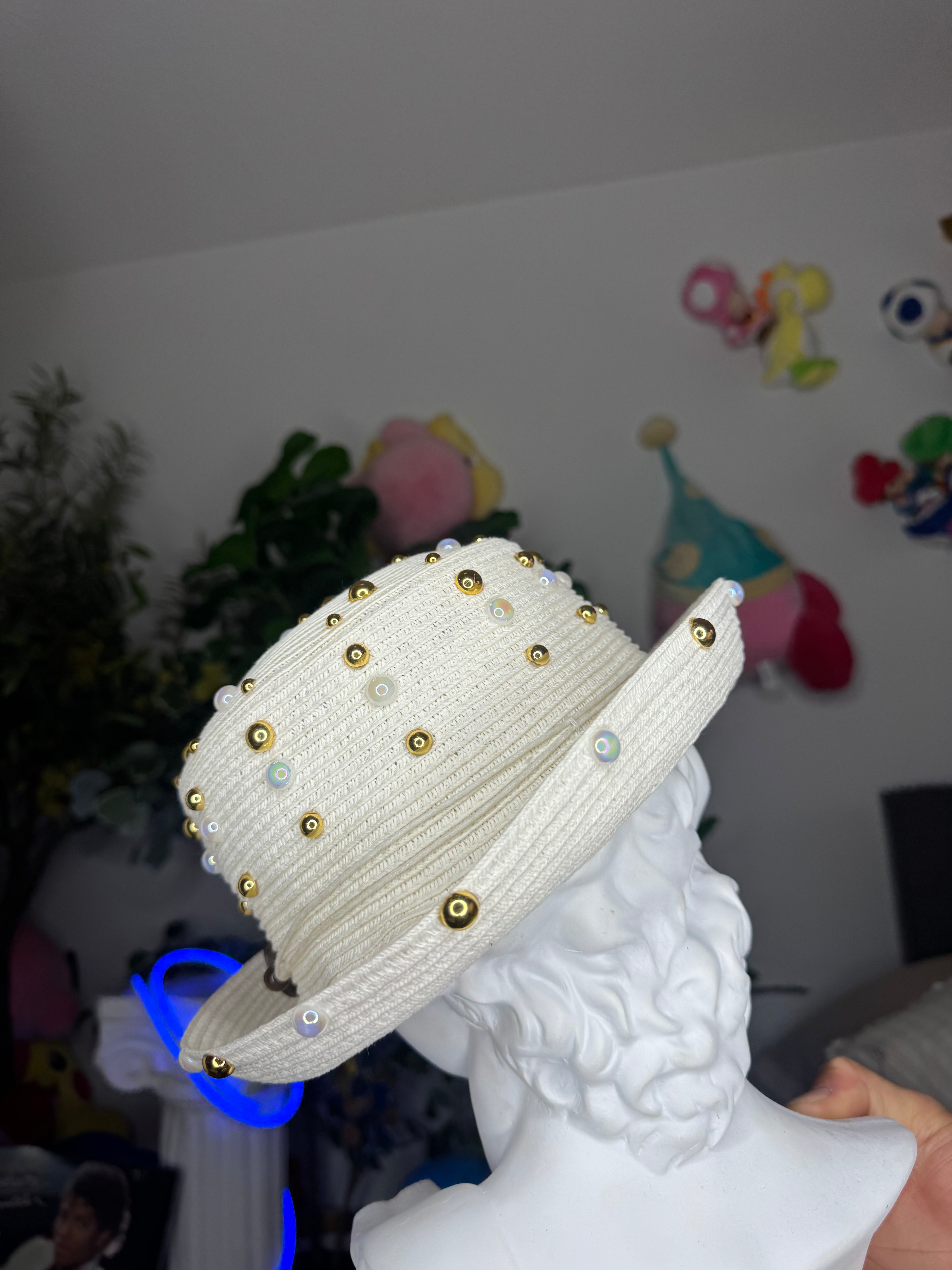 White Curved Brim High Class Royalty Hat