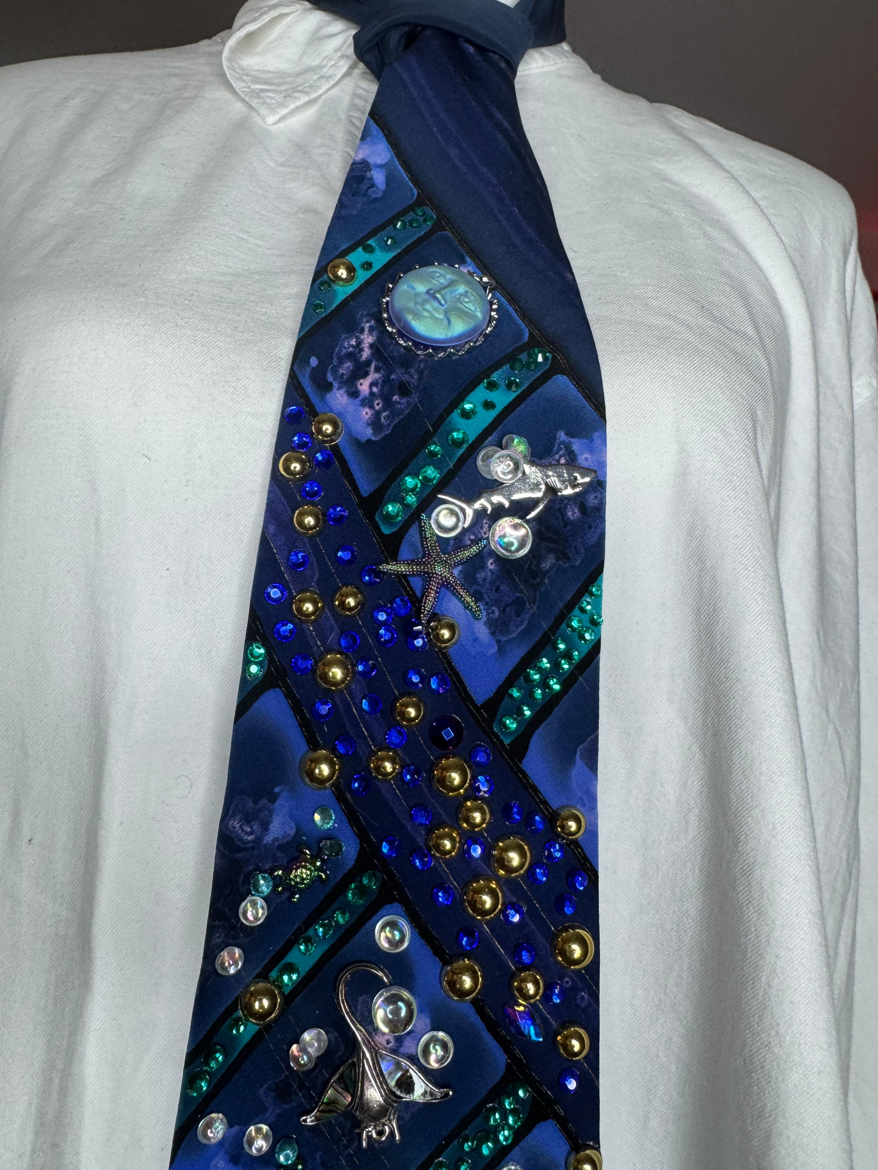 Deep Royal Blue Marbled Aquarium Nature Royalty Tie