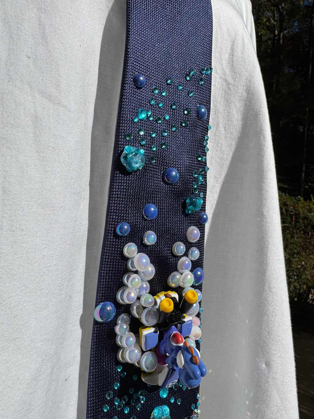 Navy Blue Blue Yoshi Dodging Ice Fire Balls 200cc Mario Kart Tie