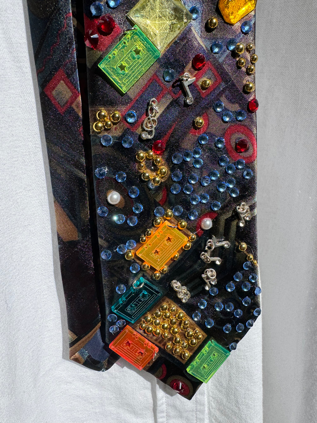 Black Cassette Tapes and Music Notes Royalty Music Tie
