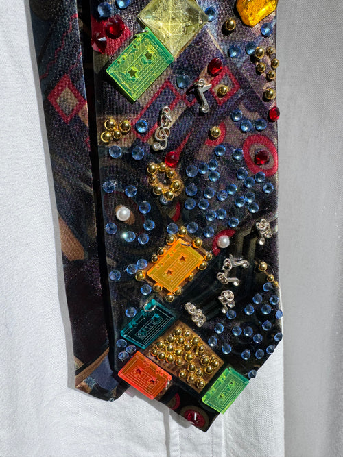 Black Cassette Tapes and Music Notes Royalty Music Tie