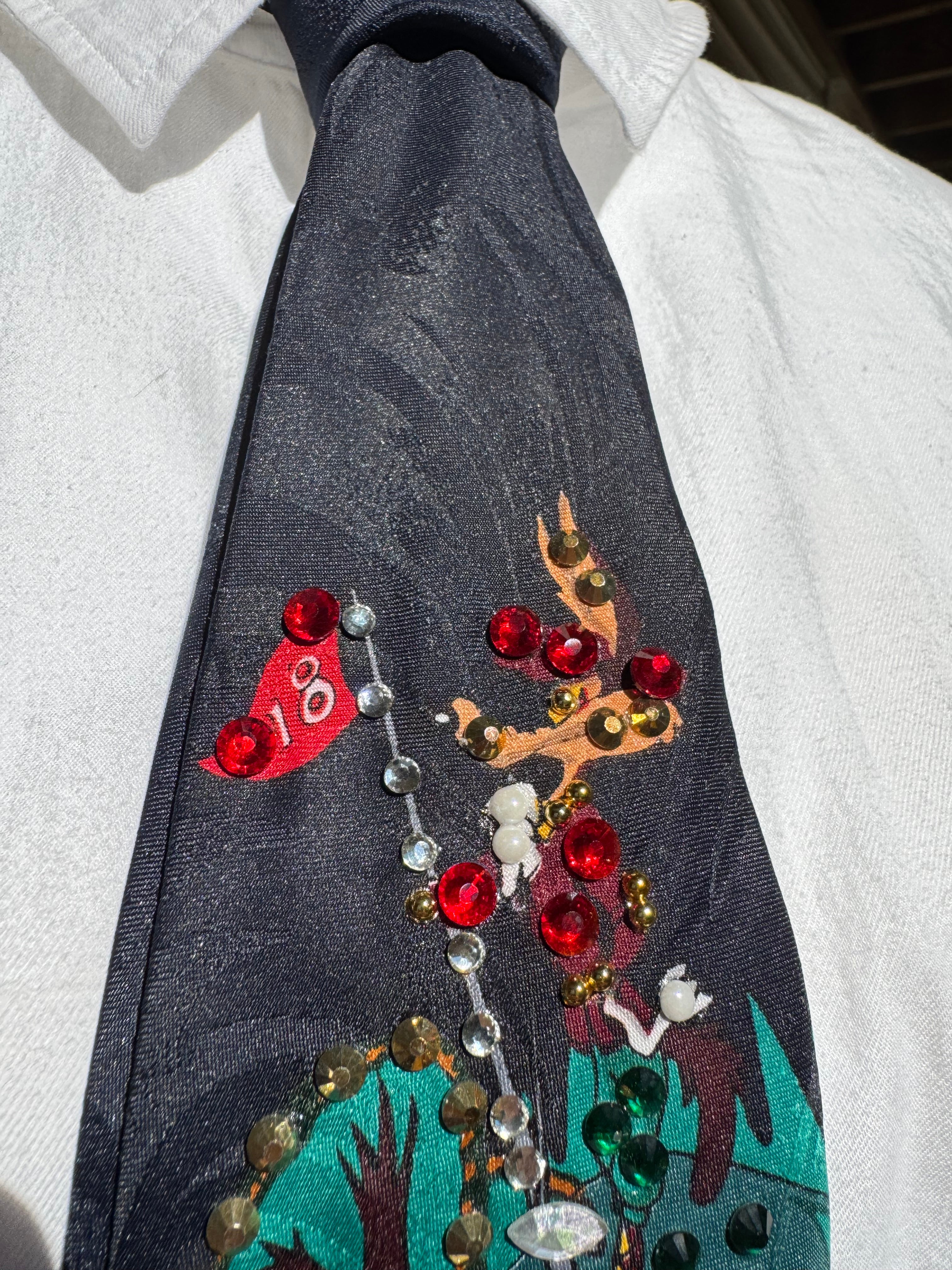Black Full Looney Tunes Cast Playing Golf Movie Tie