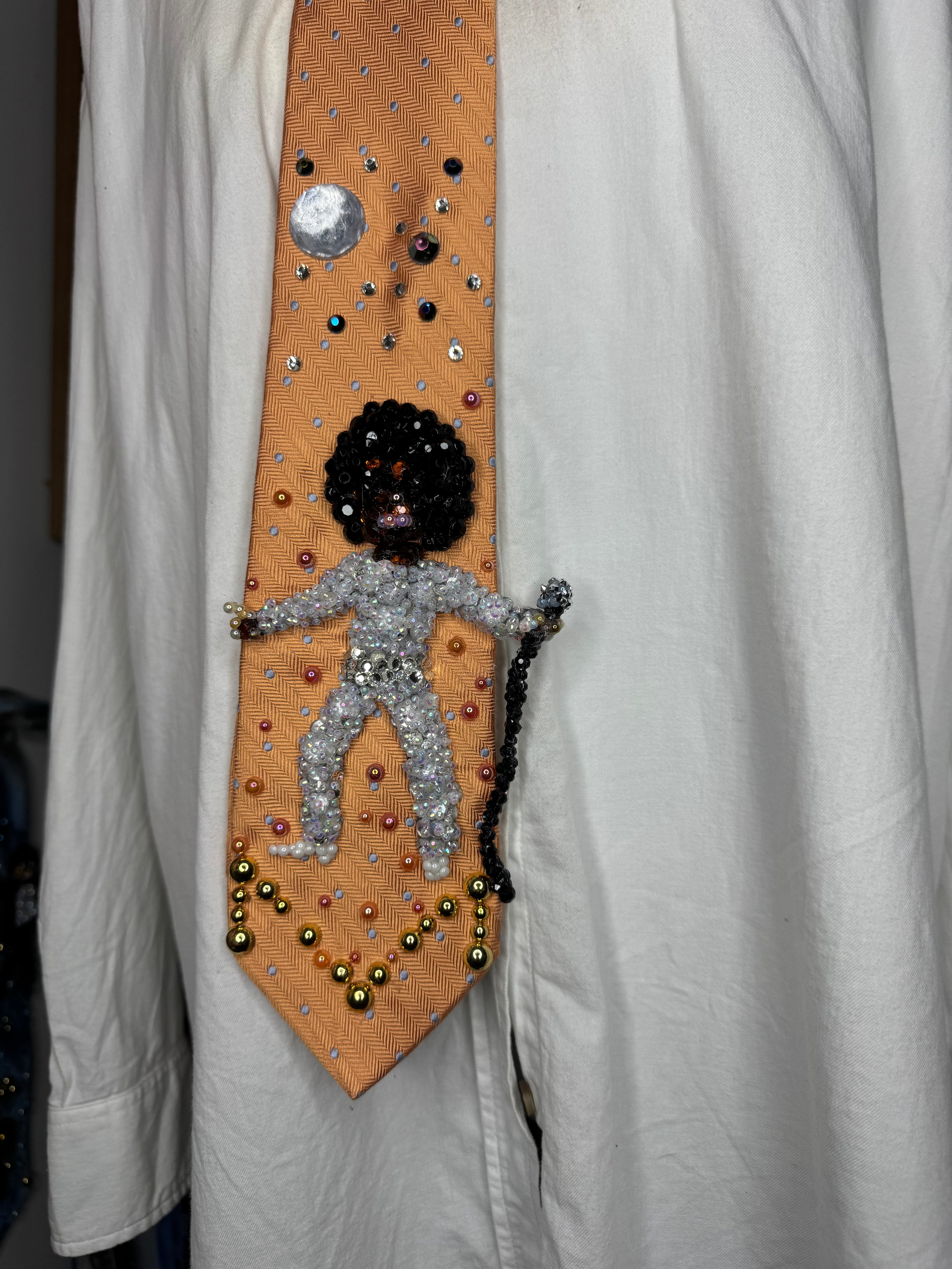 Orange Teen Michael Jackson Hitting Head Shimmy in All White Silver Outfit in London for Destiny Tour 1979 Jacksons Tie