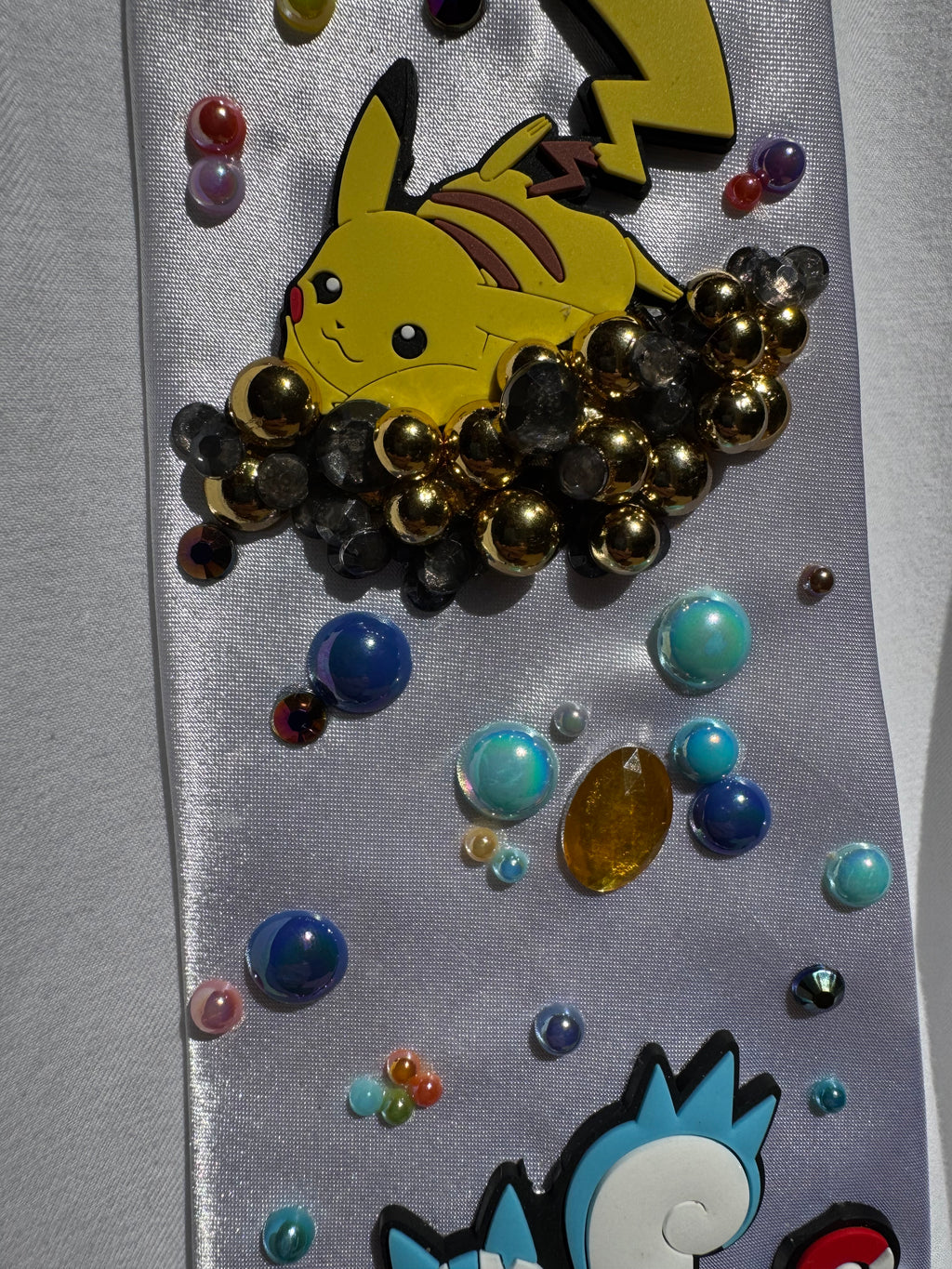 White Silk Pikachu and Pachirshu Playing on Pearl Clouds Pokemon Anime Tie