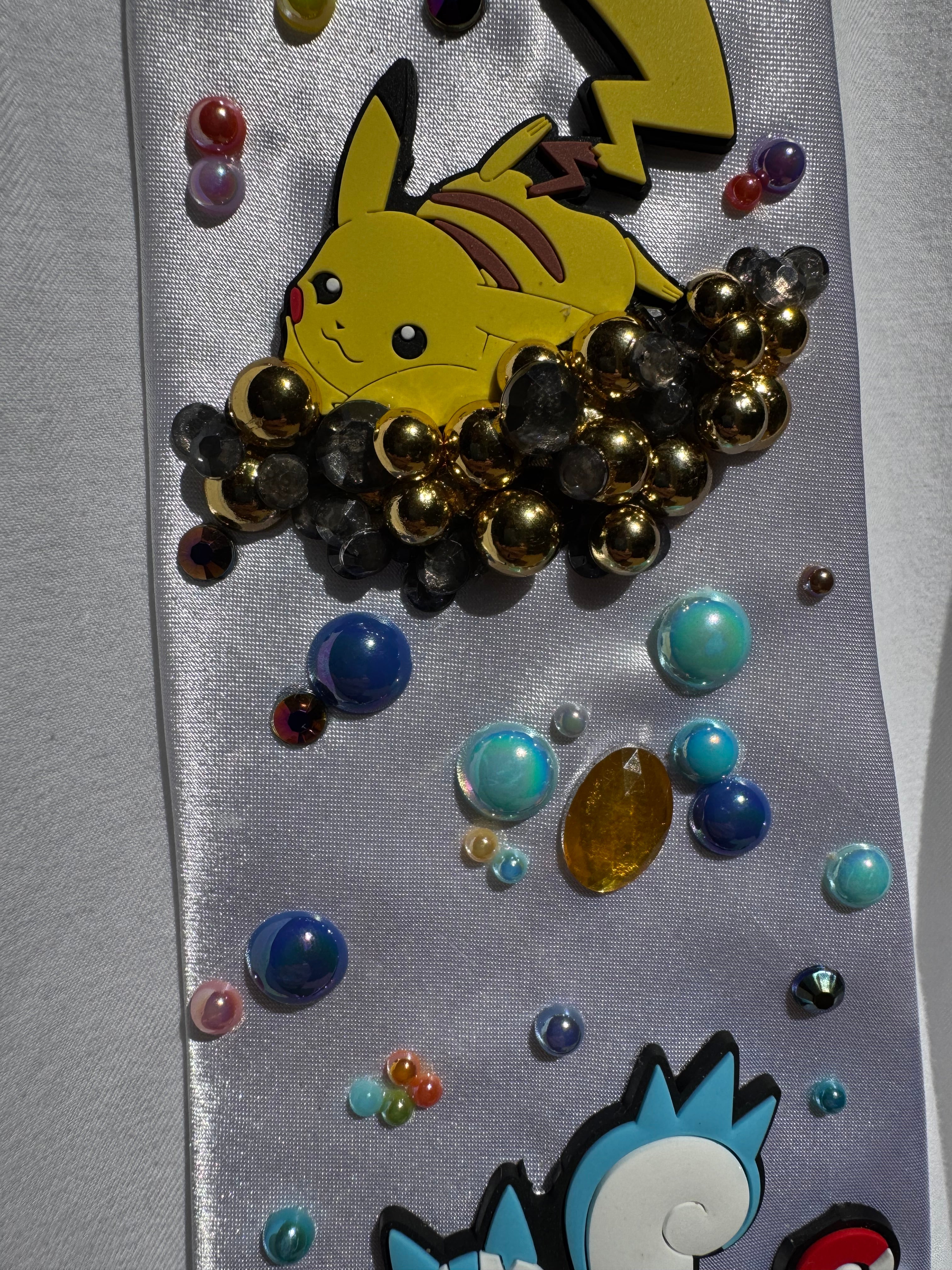 White Silk Pikachu and Pachirshu Playing on Pearl Clouds Pokemon Anime Tie