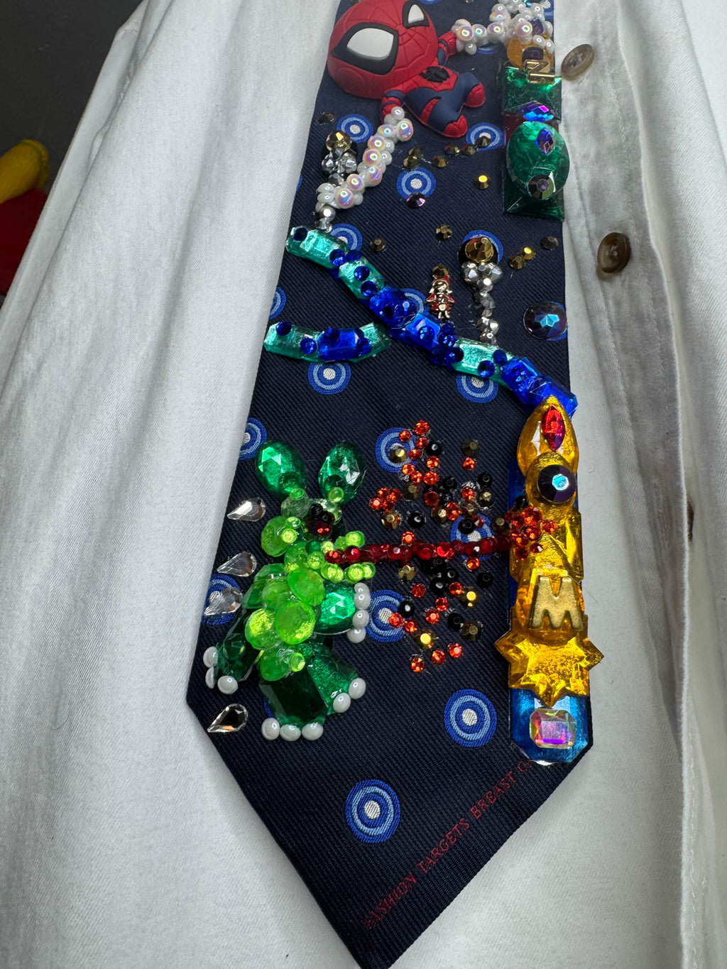 Navy Blue Spiderman Vs Evil Green Rabbit Robot Attacking City Tie