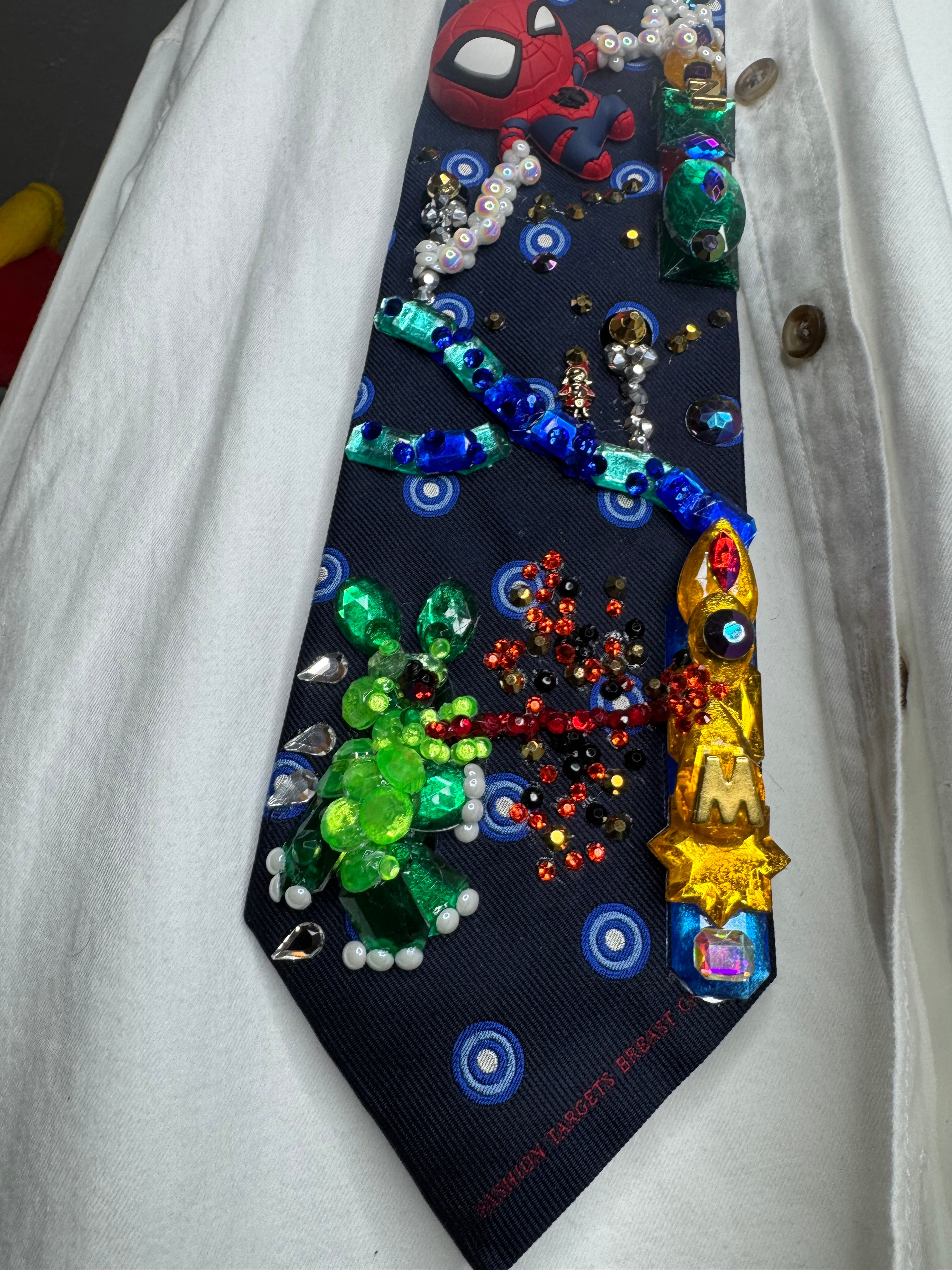 Navy Blue Spiderman Vs Evil Green Rabbit Robot Attacking City Tie