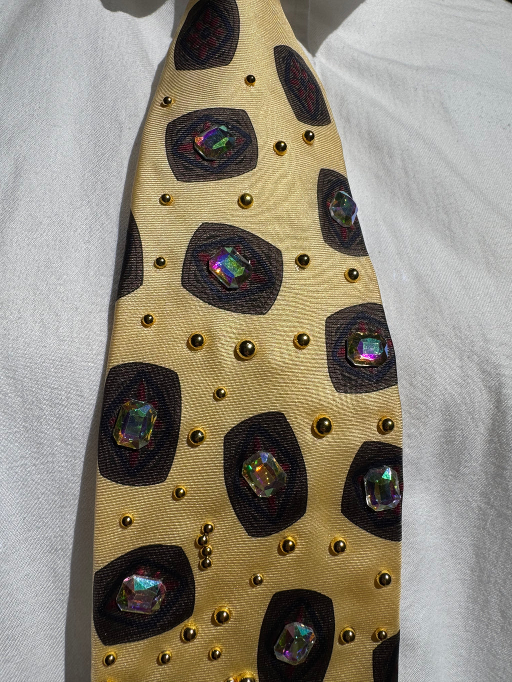 Gold Jewel Eyes Lemur Cat Nature Royalty Tie