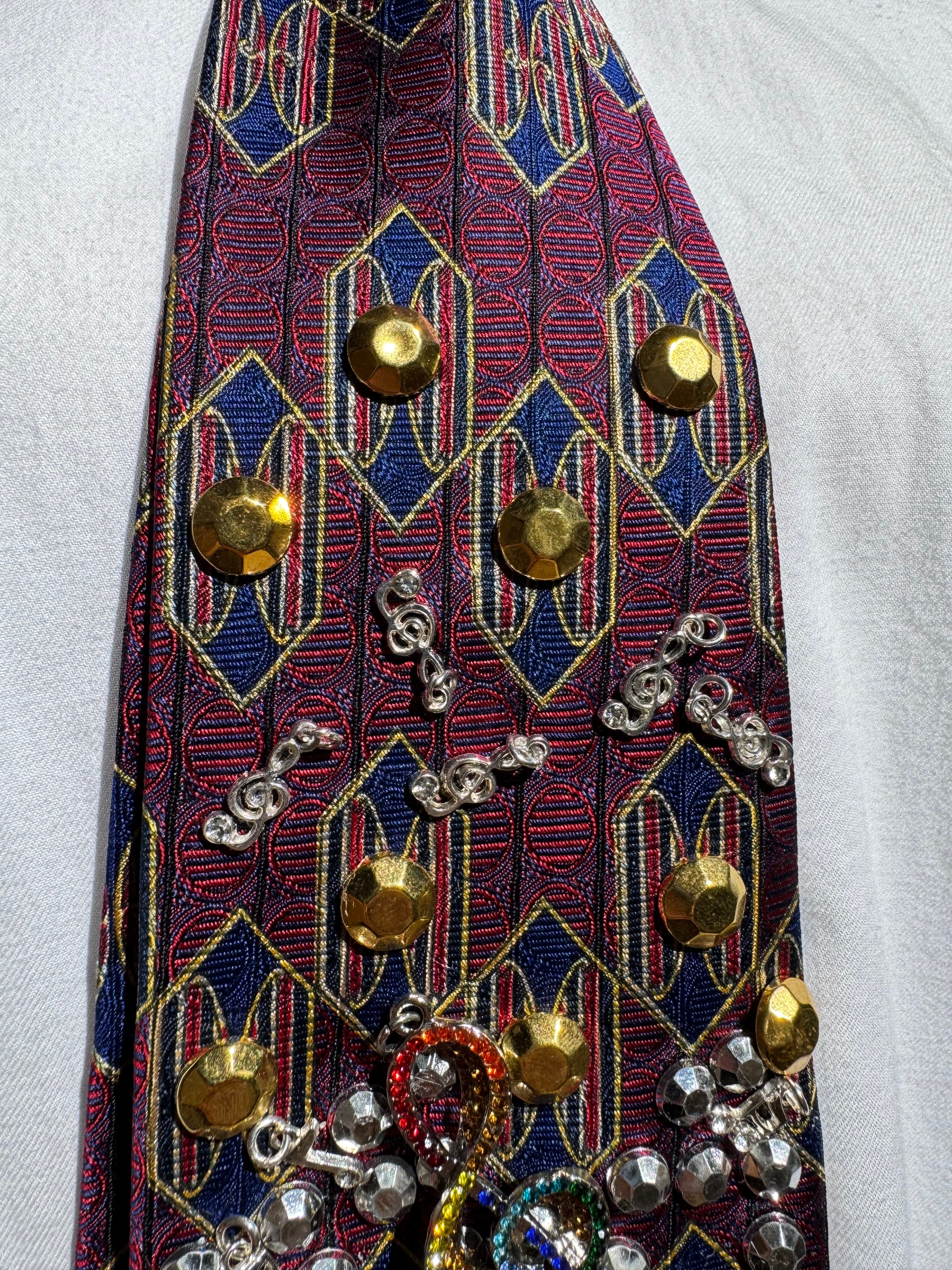Burgundy Musical Notes Music Royalty Tie