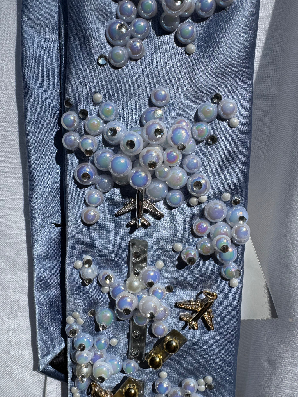 Light Blue Silk Clouds and Airplanes Pilot Tie