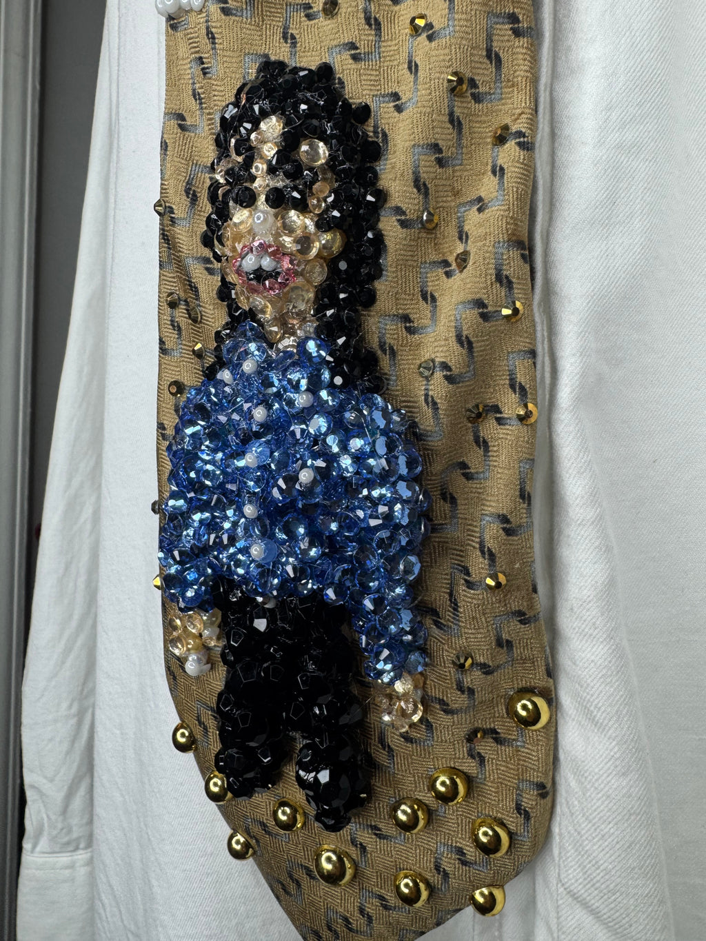 Gold Michael Jackson Singing in Sky Blue Polo Newspaper Scene From Leave Me Alone Music Video Tie