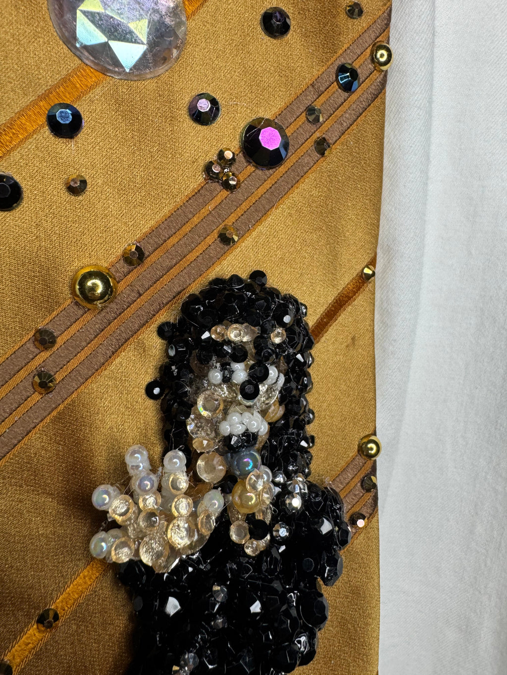 Gold Striped Michael Jackson Reaching Out Singing During 1st Concert in Tokyo for Bad Tour 1987 Tie