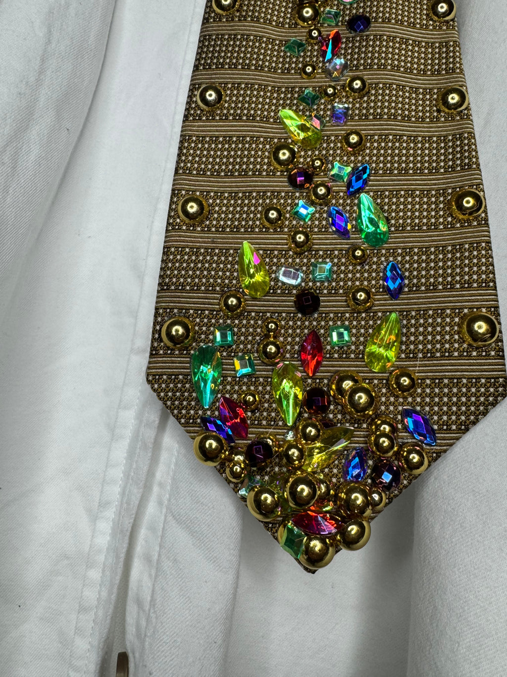 Gold Treasure Box Spilling Jewels Royalty Tie