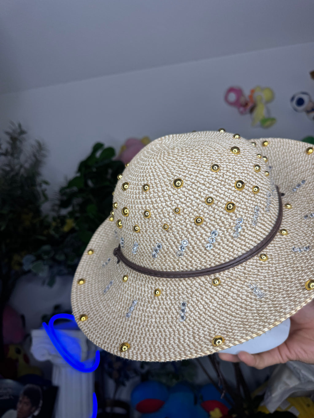 Beige Straw Breeze Wide Brim High Class Royalty Sun Hat