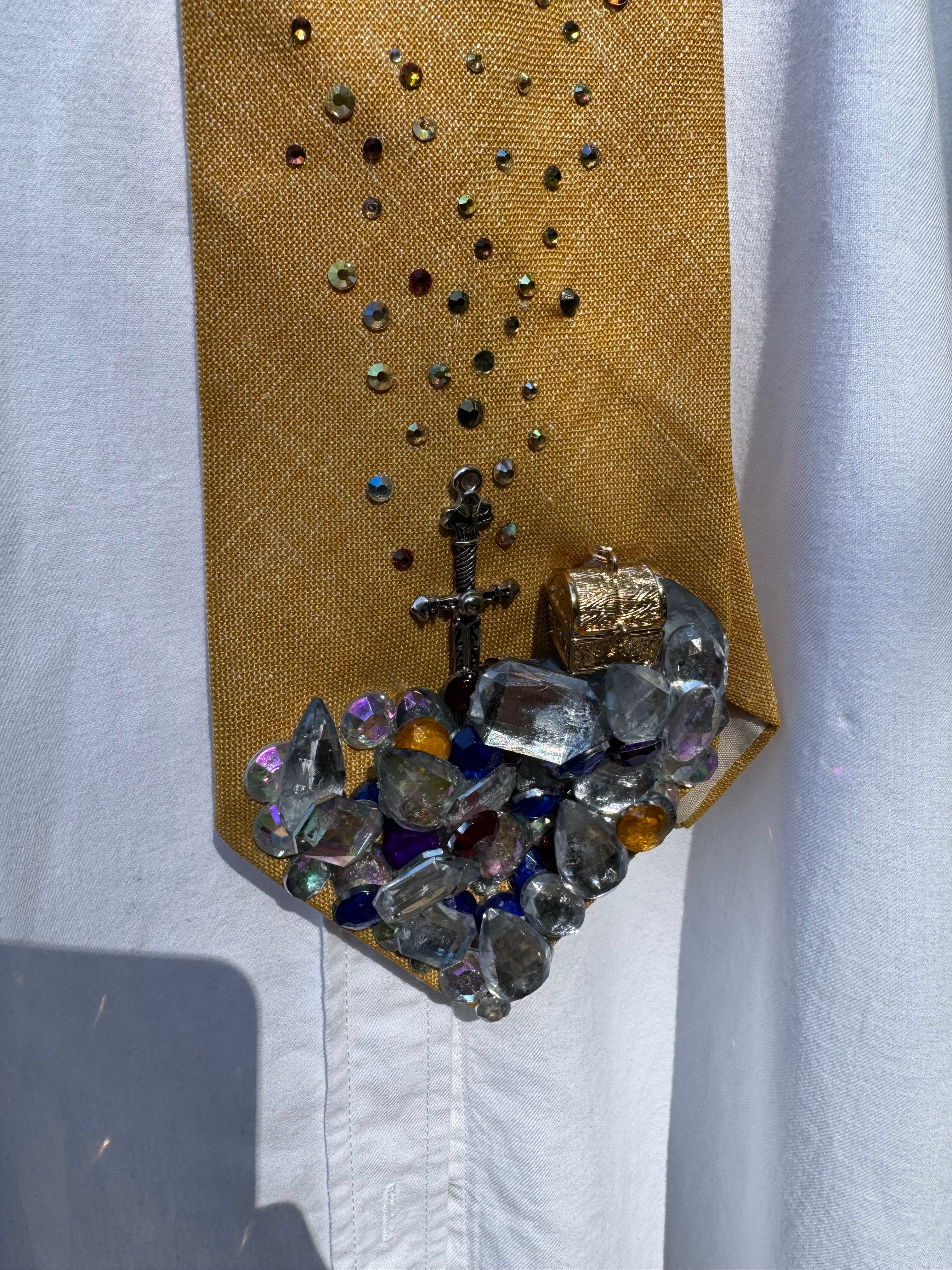 Gold Arthurs Sword Set in Stone High Class Royalty Tie