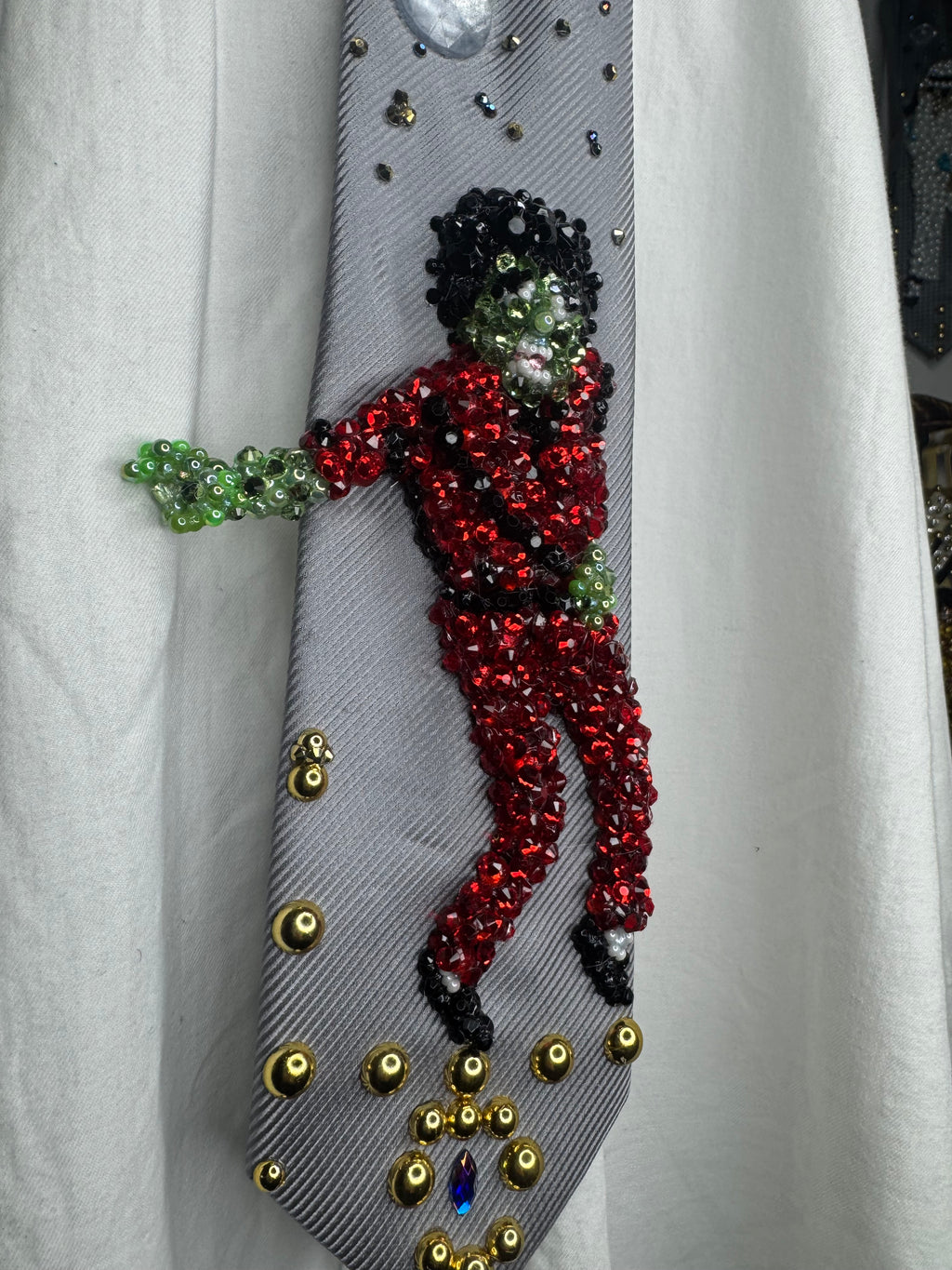 Grey Zombie Michael Jackson Hitting Crotch Grab Arm Out Move In Thriller Short Film Tie