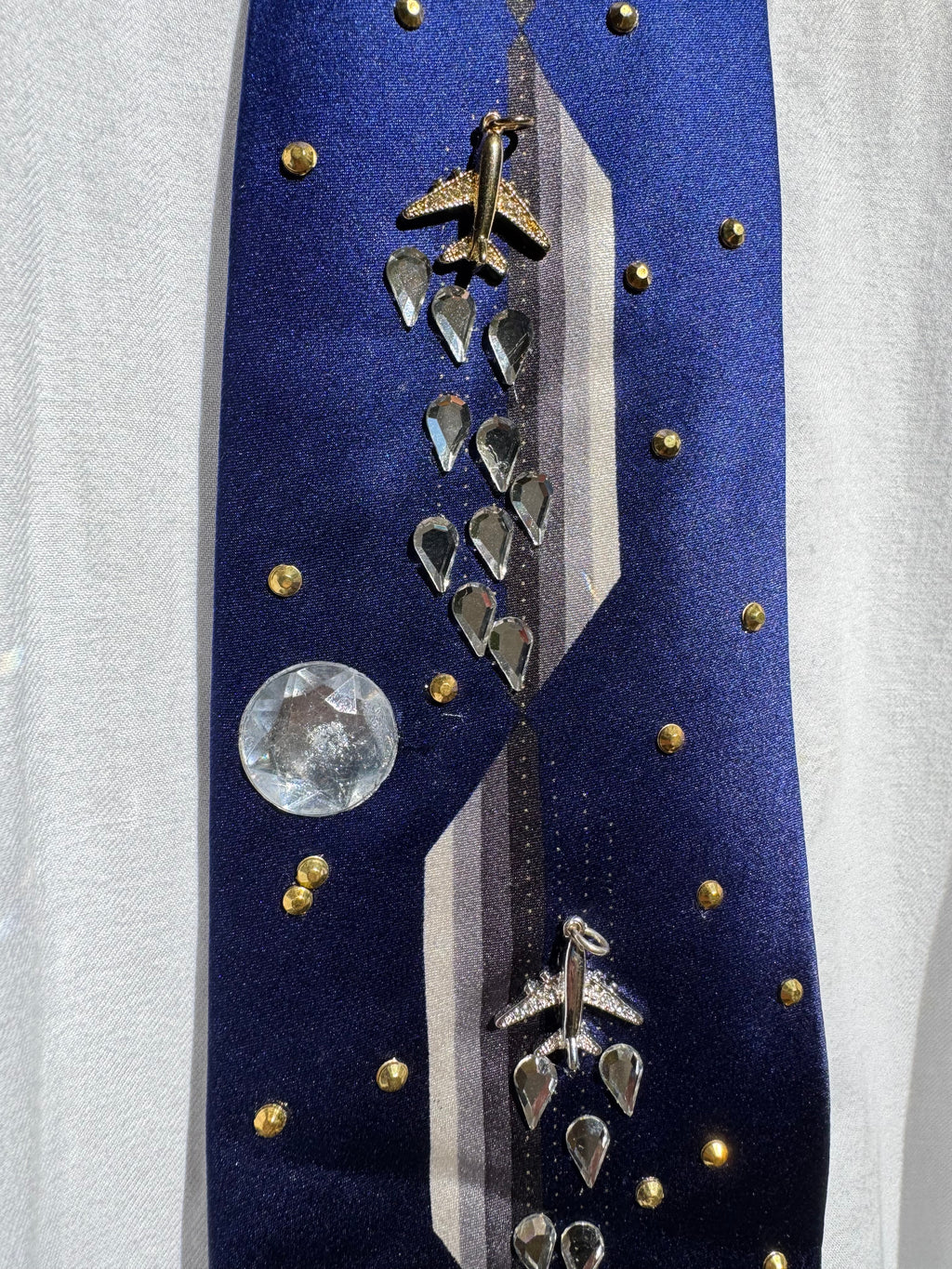 Royal Deep Blue Planes on a Starry Night Pilot Tie