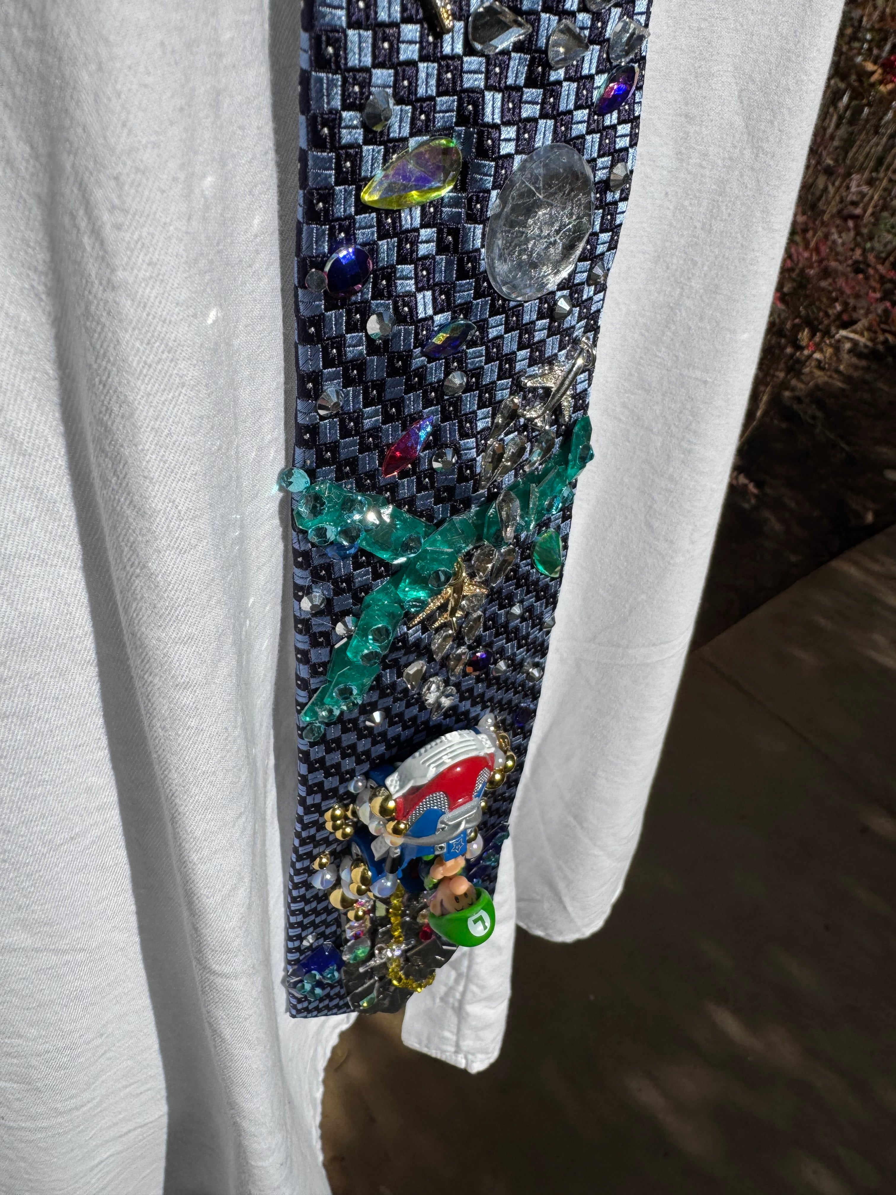 Light Blue Baby Luigi About to Fly On Sunshine Airport 200cc Mario Kart Tie