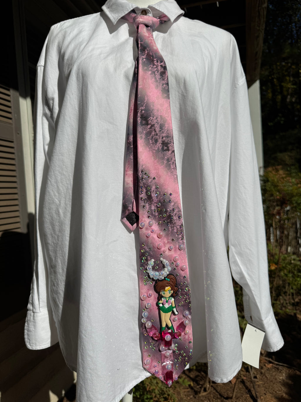 Pink and Grey Striped Sailor Jupiter Makoto Kino Sailor Moon Anime Tie