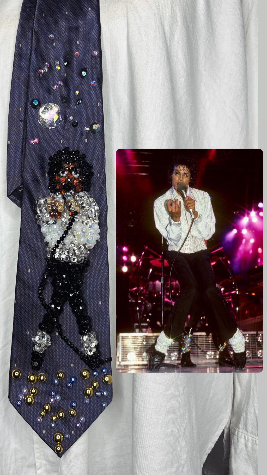Purple Michael Jackson Singing and Hitting Toe Stand Pose Victory Tour 1984 Tie