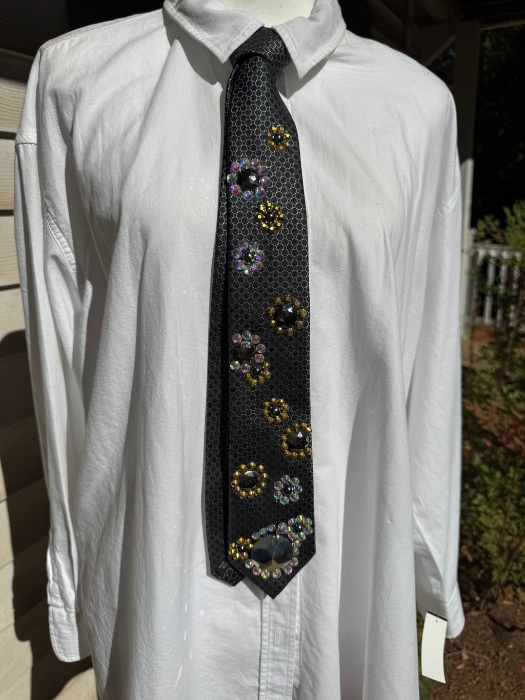 Grey Gold and Iridescent Petals Royalty Tie