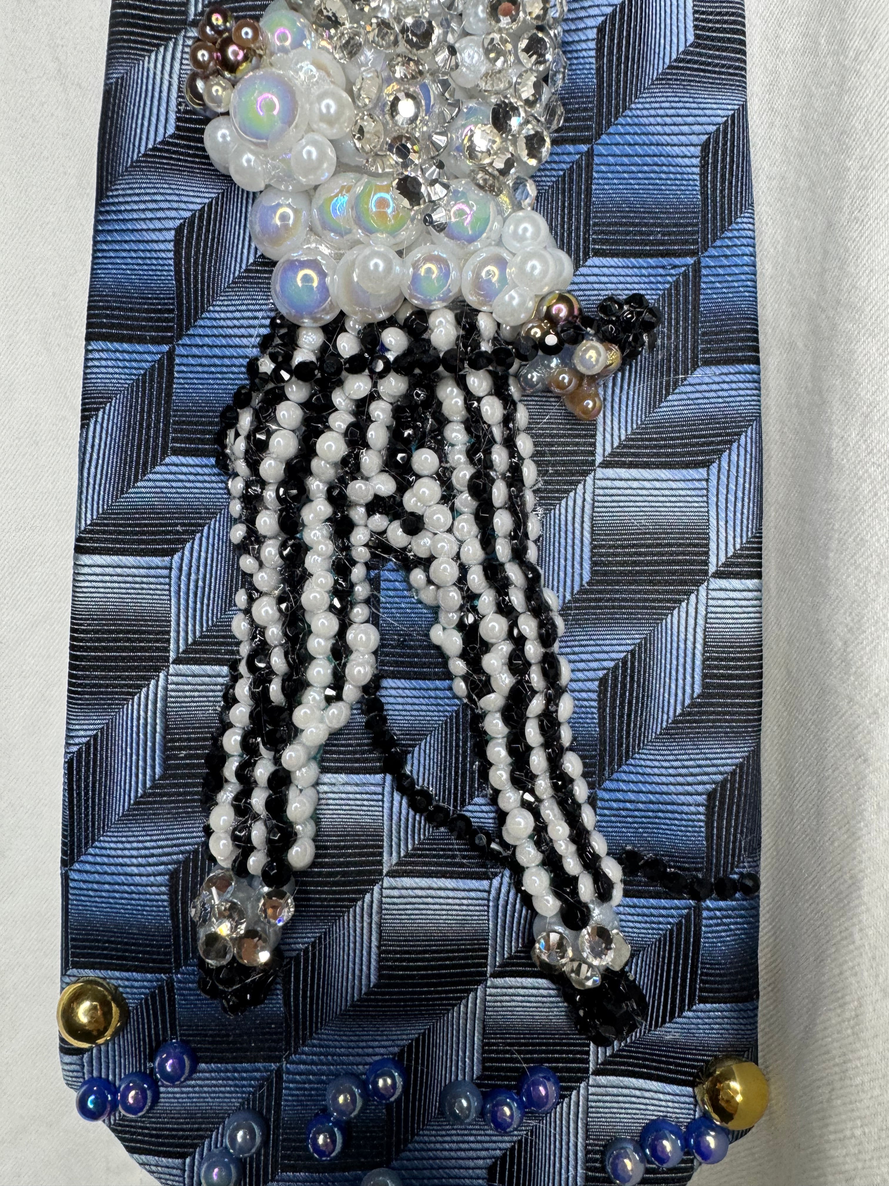 Navy Blue Michael Jackson Dancing in Striped Pants Victory Tour 1984 Tie