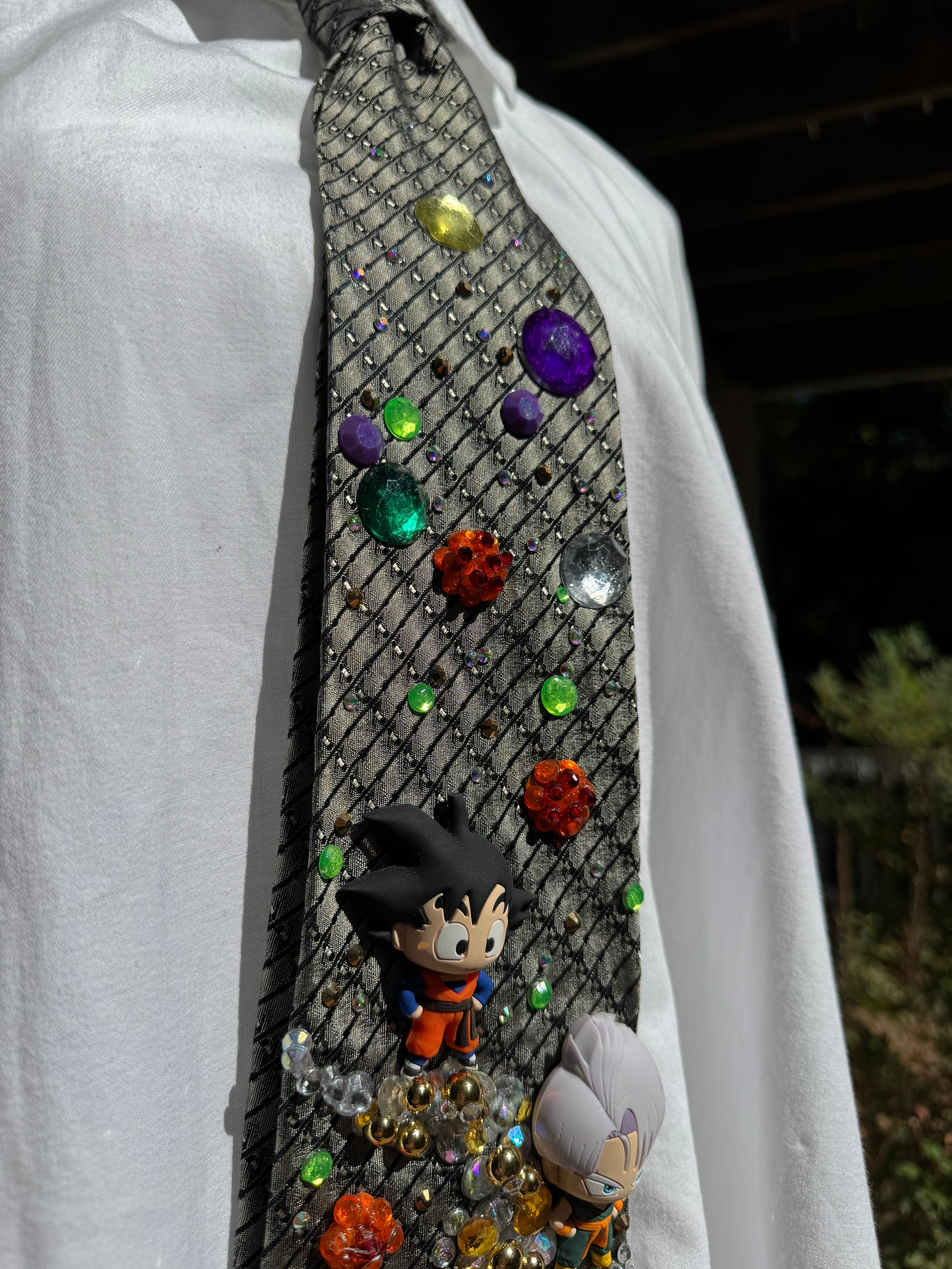 Grey Gohan and Trunkz Near All 7 Dragon Balls DBZ Tie