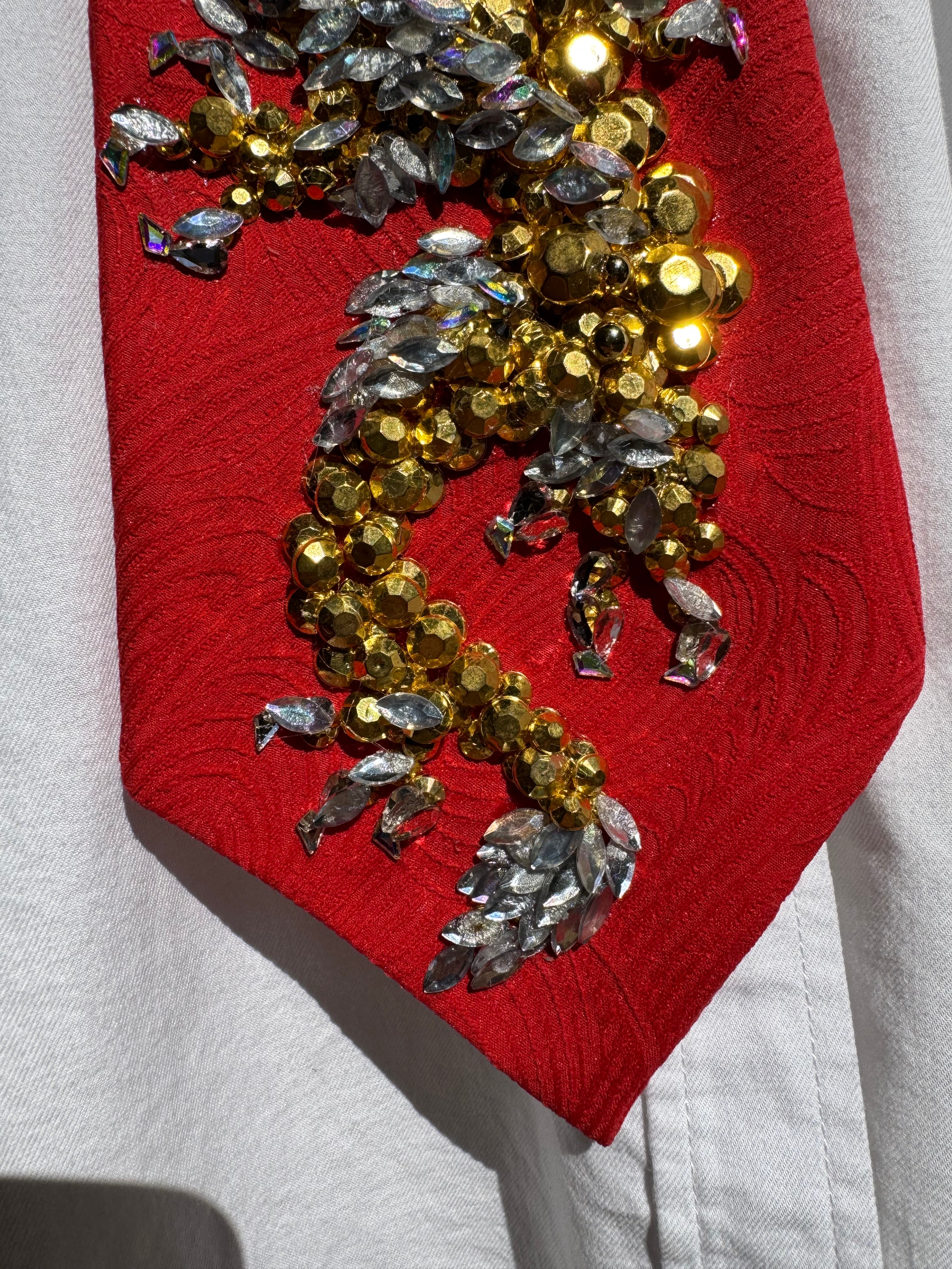 Red Golden Final Boss Samurai Dragon Tie