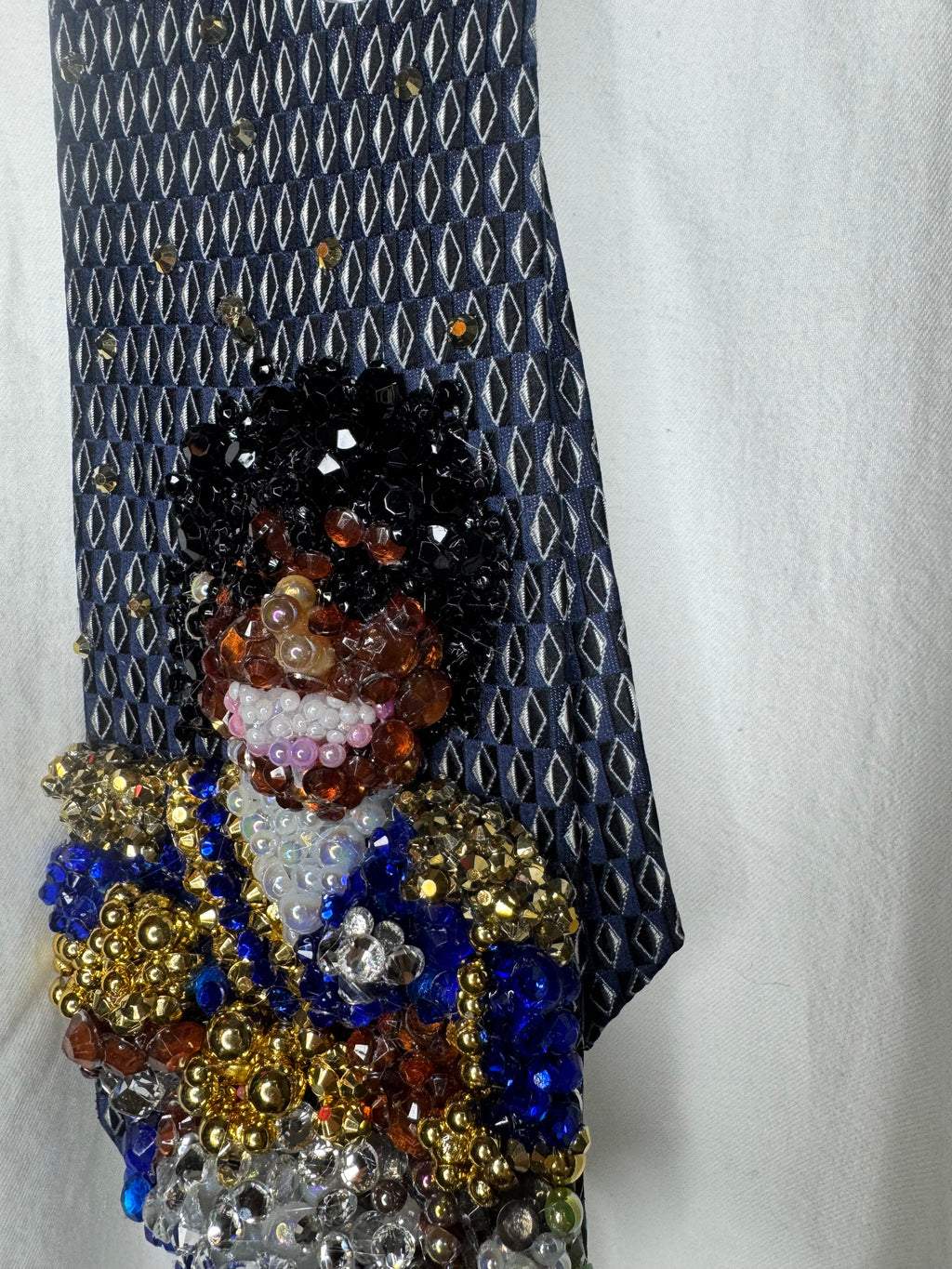 Navy Blue Michael Jackson Holding His Grammy Trophies Smiling 1984 Thriller Era Tie